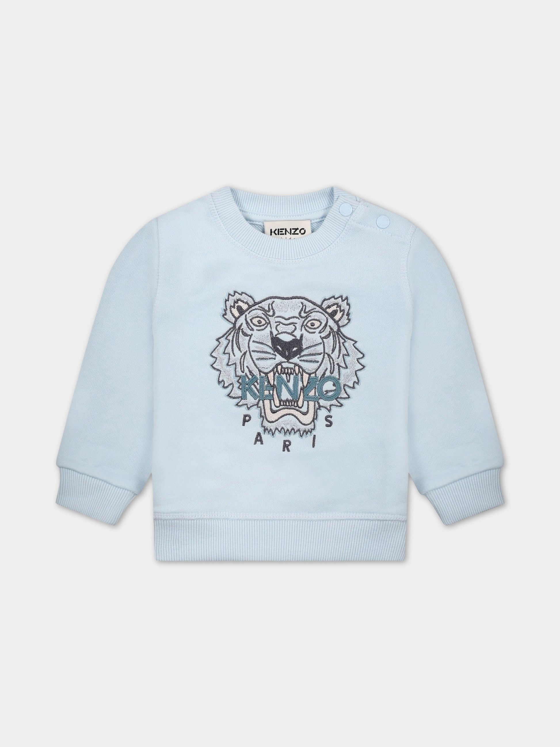 Felpa celeste per neonato con iconica tigre,Kenzo Kids,K05485 78B