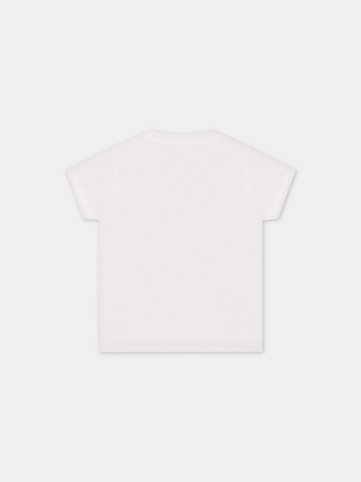 T-shirt bianca per neonato con logo multicolor,Kenzo Kids,K05461 10P