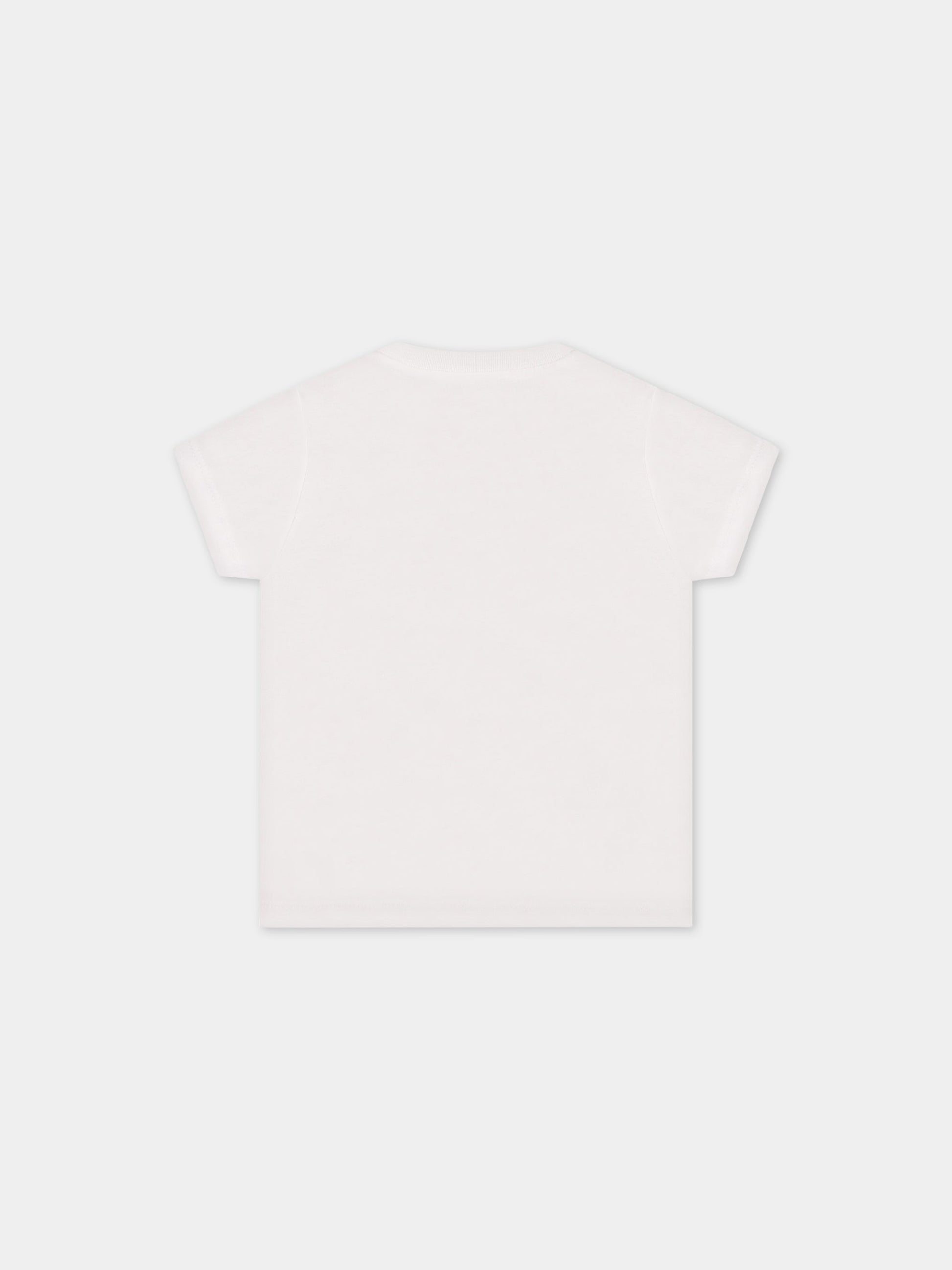 T-shirt bianca per neonato con logo multicolor,Kenzo Kids,K05461 10P