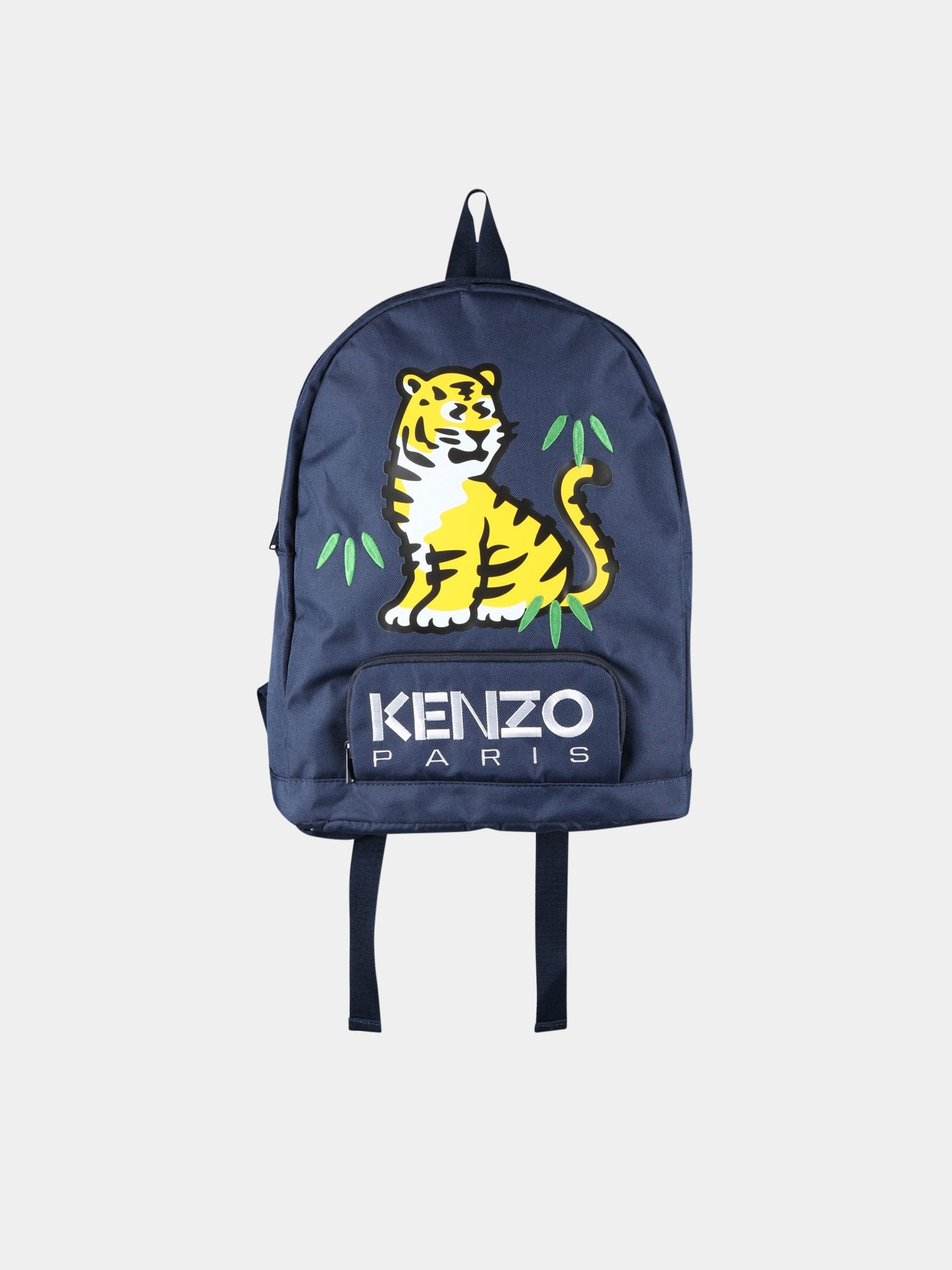 Zaino blu per bambino con stampa tigre e logo,Kenzo Kids,K50026 857