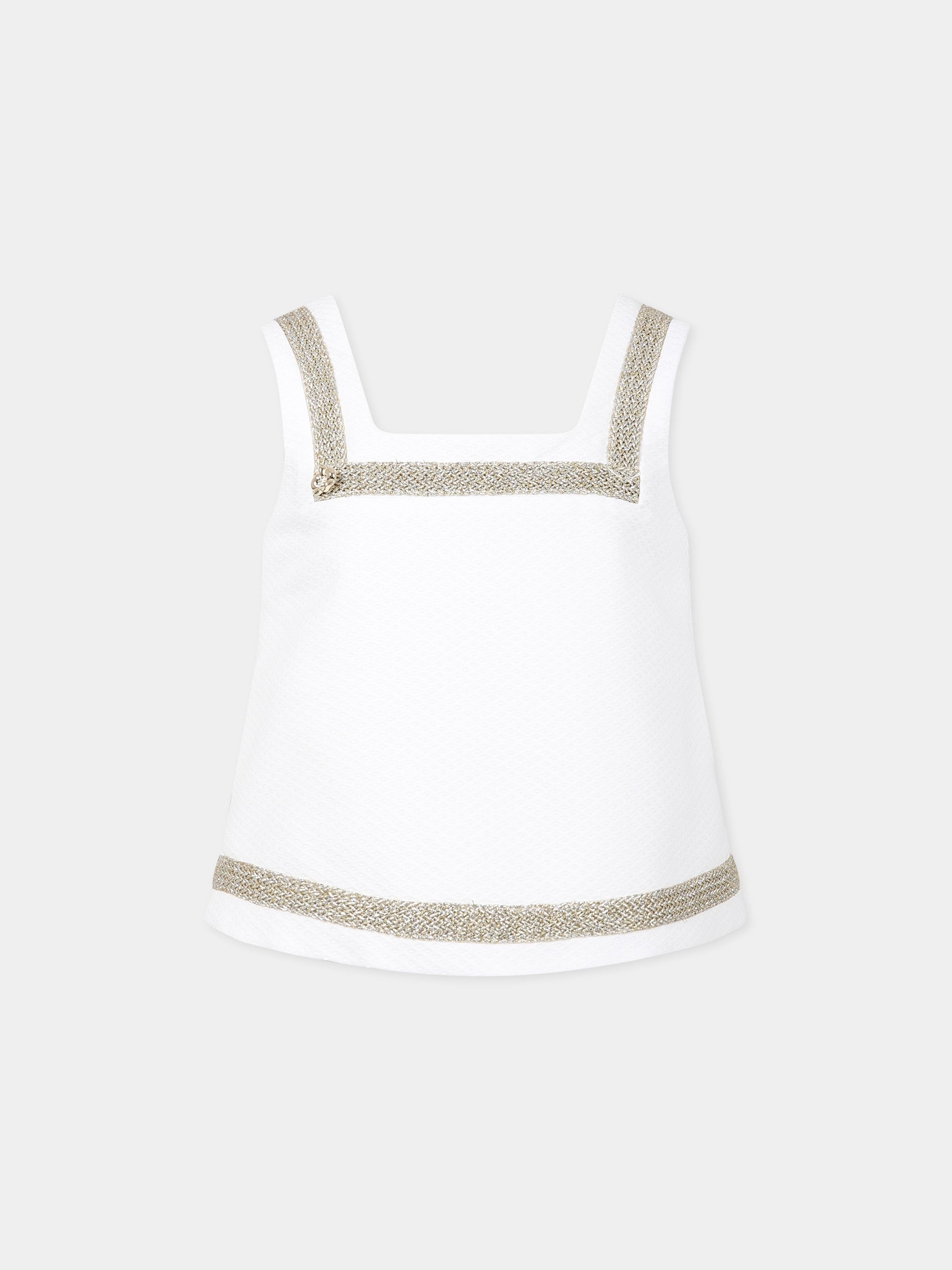 Top bianco per bambina con dettagli in lurex,Genny,GFCA004 PQ16 D000