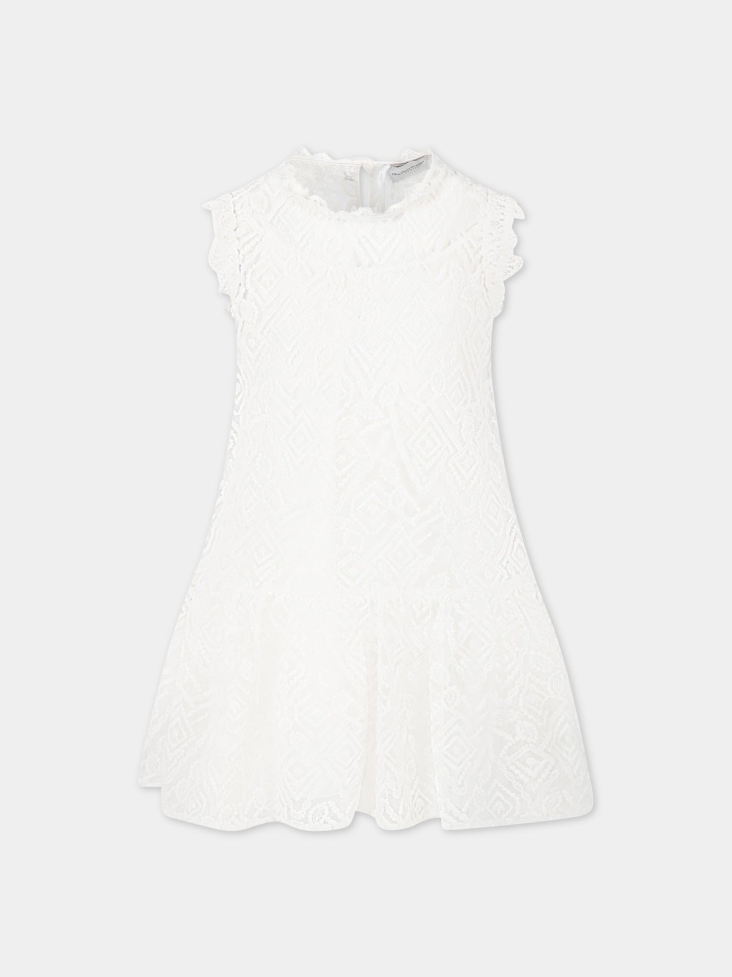 Vestito bianco per bambina con logo,Ermanno Scervino Junior,SFAB114 RI345 0001