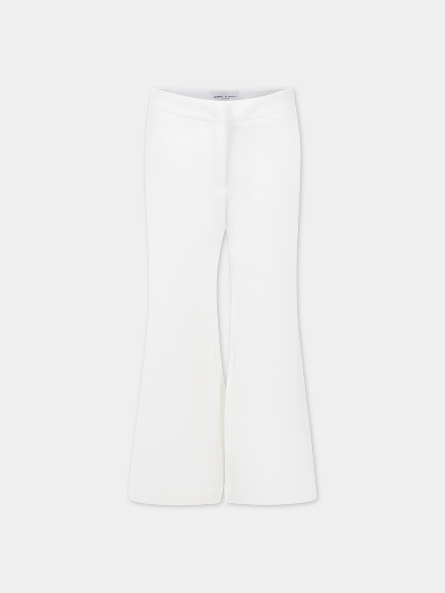 Pantaloni bianchi per bambina con logo,Ermanno Scervino Junior,SFPA054 GA39 0005