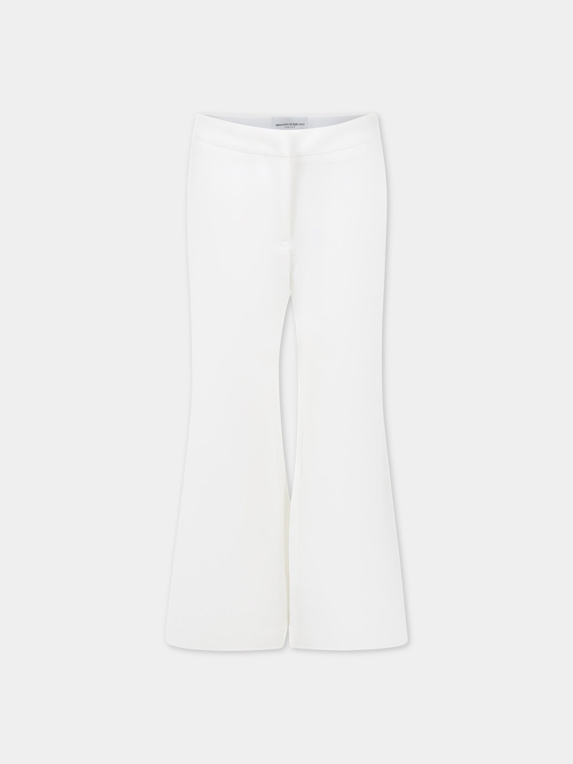 Pantaloni bianchi per bambina con logo,Ermanno Scervino Junior,SFPA054 GA39 0005