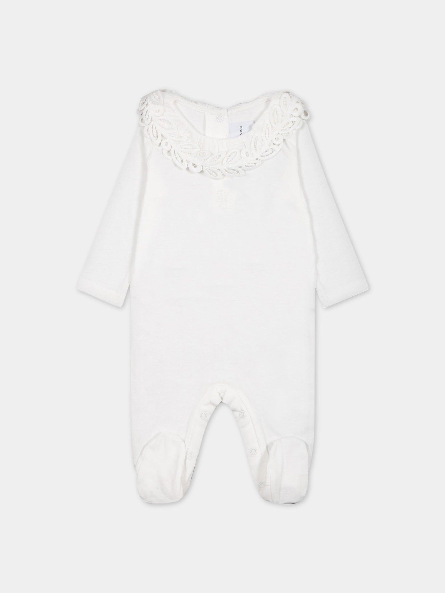 Tutina bianca per neonata con logo,Ermanno Scervino Junior,SNTU001C JE199 0001