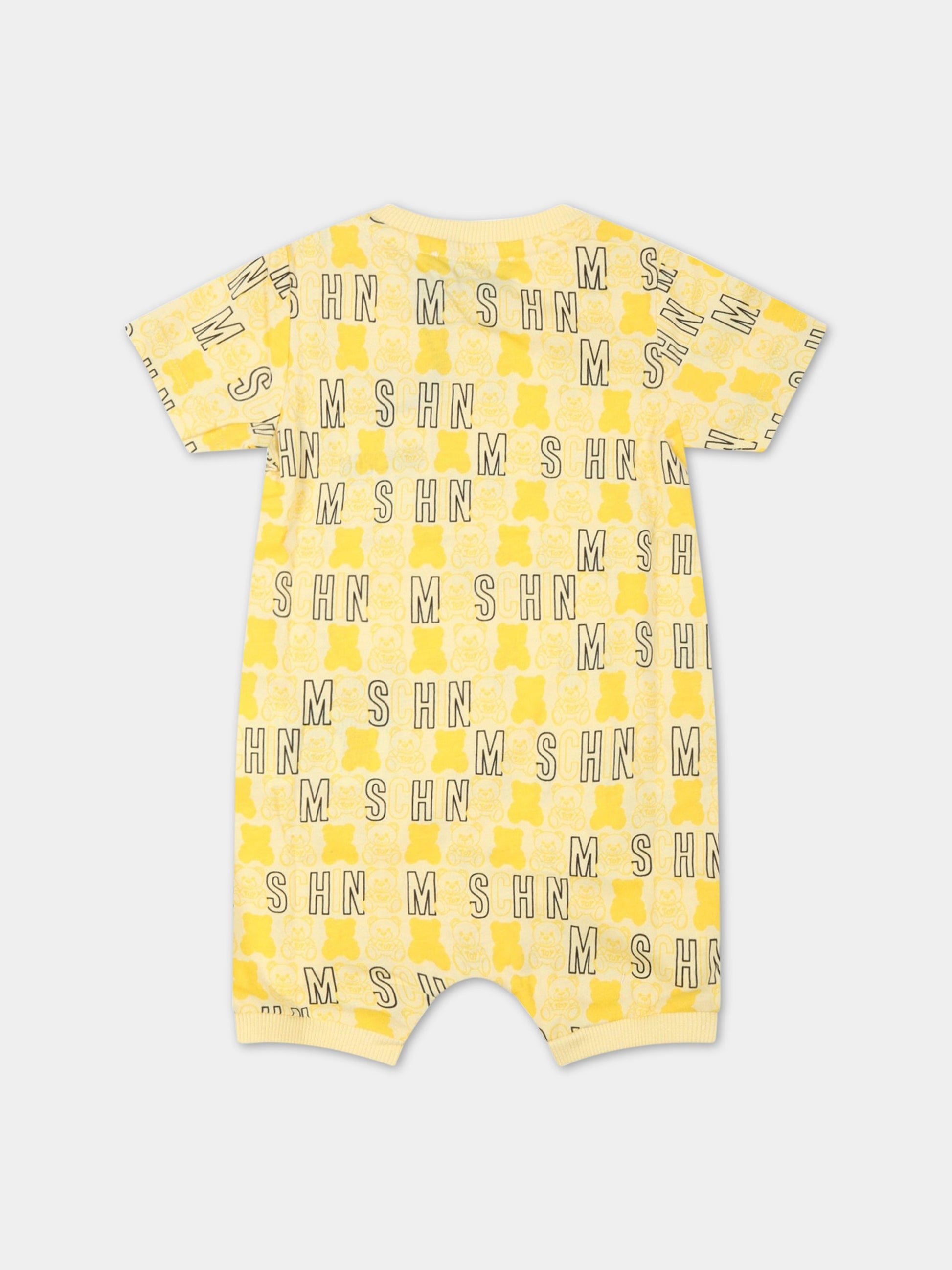 Pagliaccetto giallo per neonati con loghi,Moschino Kids,MUT02M LAB31 82807