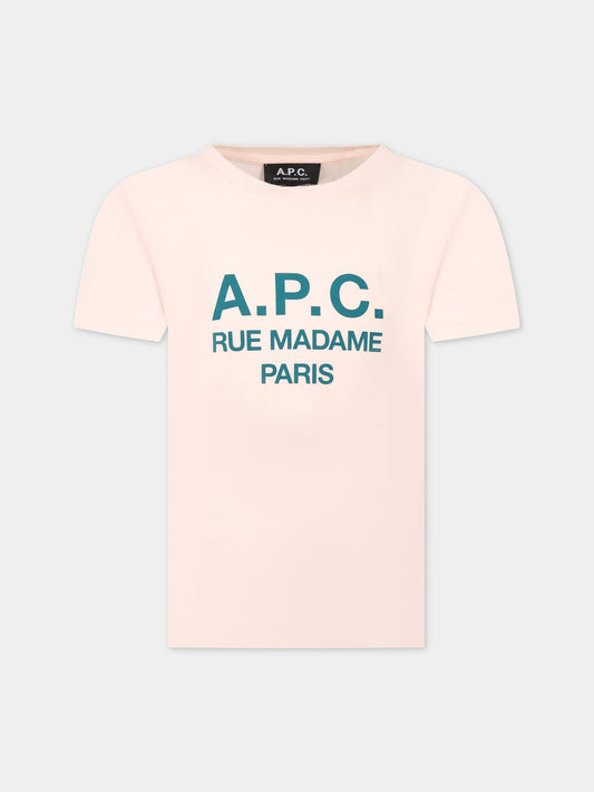 Pink t-shirt for girl with logo,A.p.c.,COEZE E26139FAB