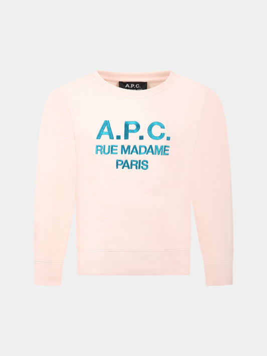 Felpa rosa per bambina con logo,A.p.c.,COEZD E27735FAB