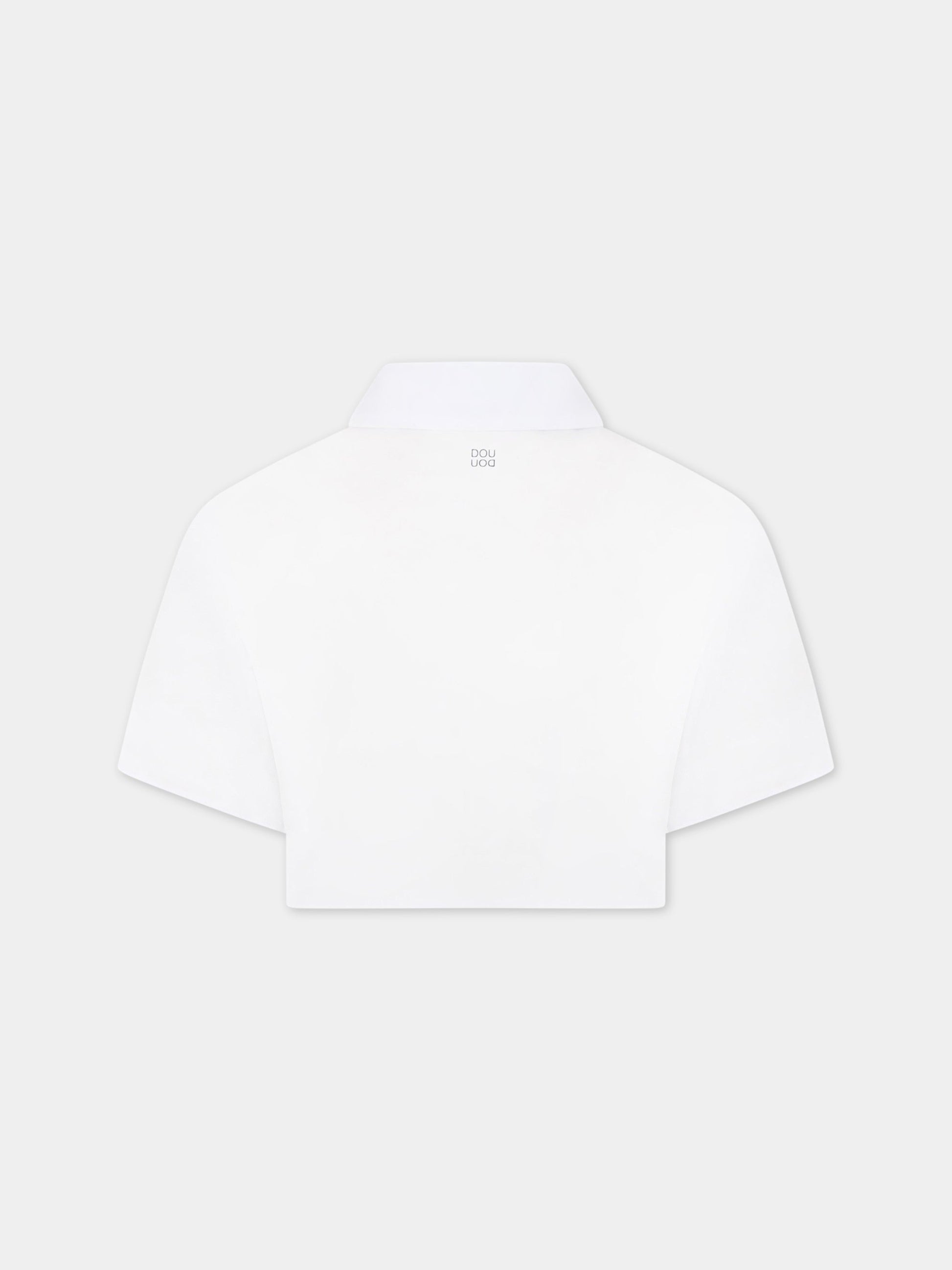 Camicia bianca per bambina con logo nero,Douuod Kids,DS5A01 Z1219 100