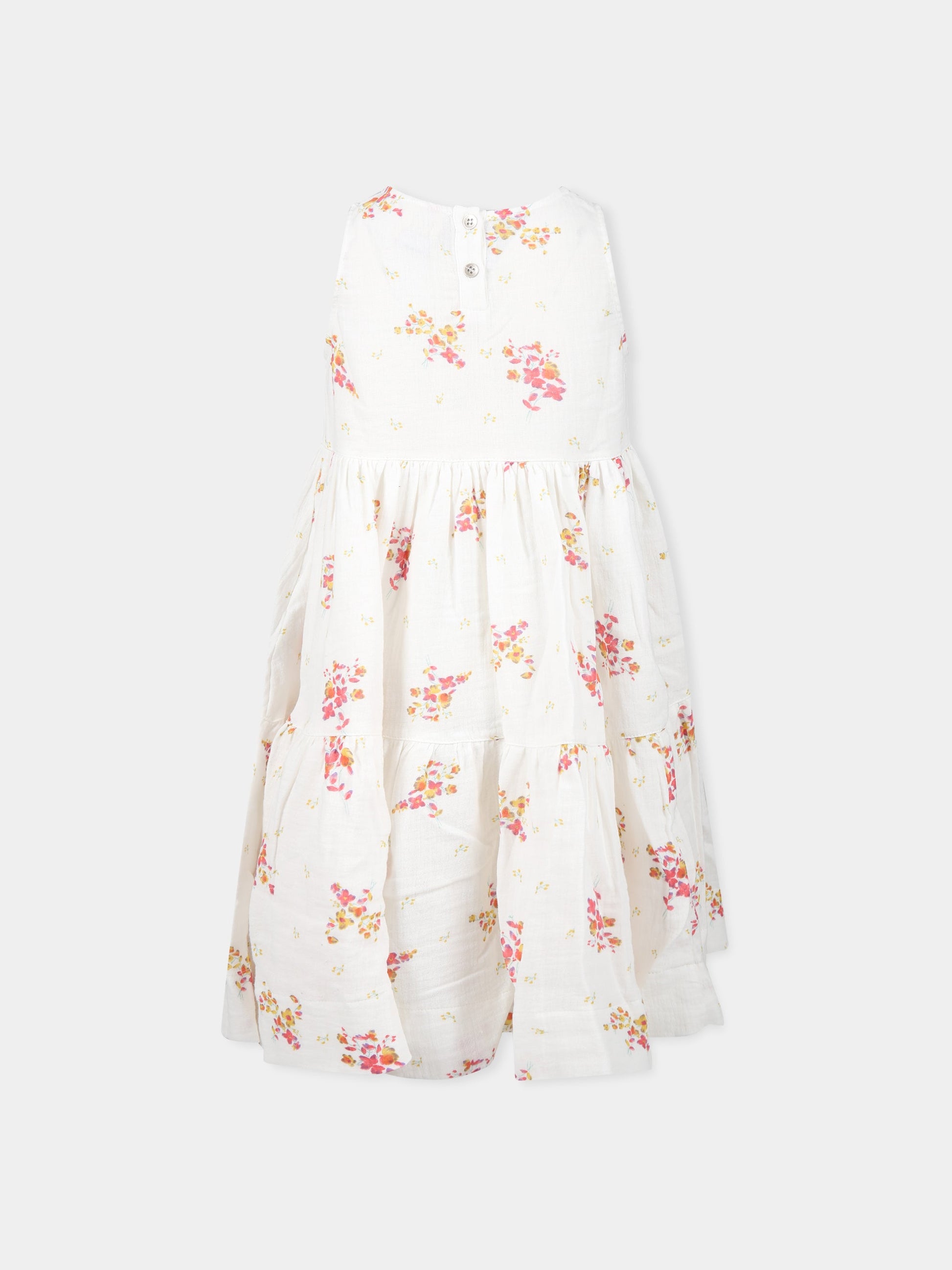 Vestito bianco per bambina con stampa,Caffe' D'orzo,ZS1A72 K0128 101RS