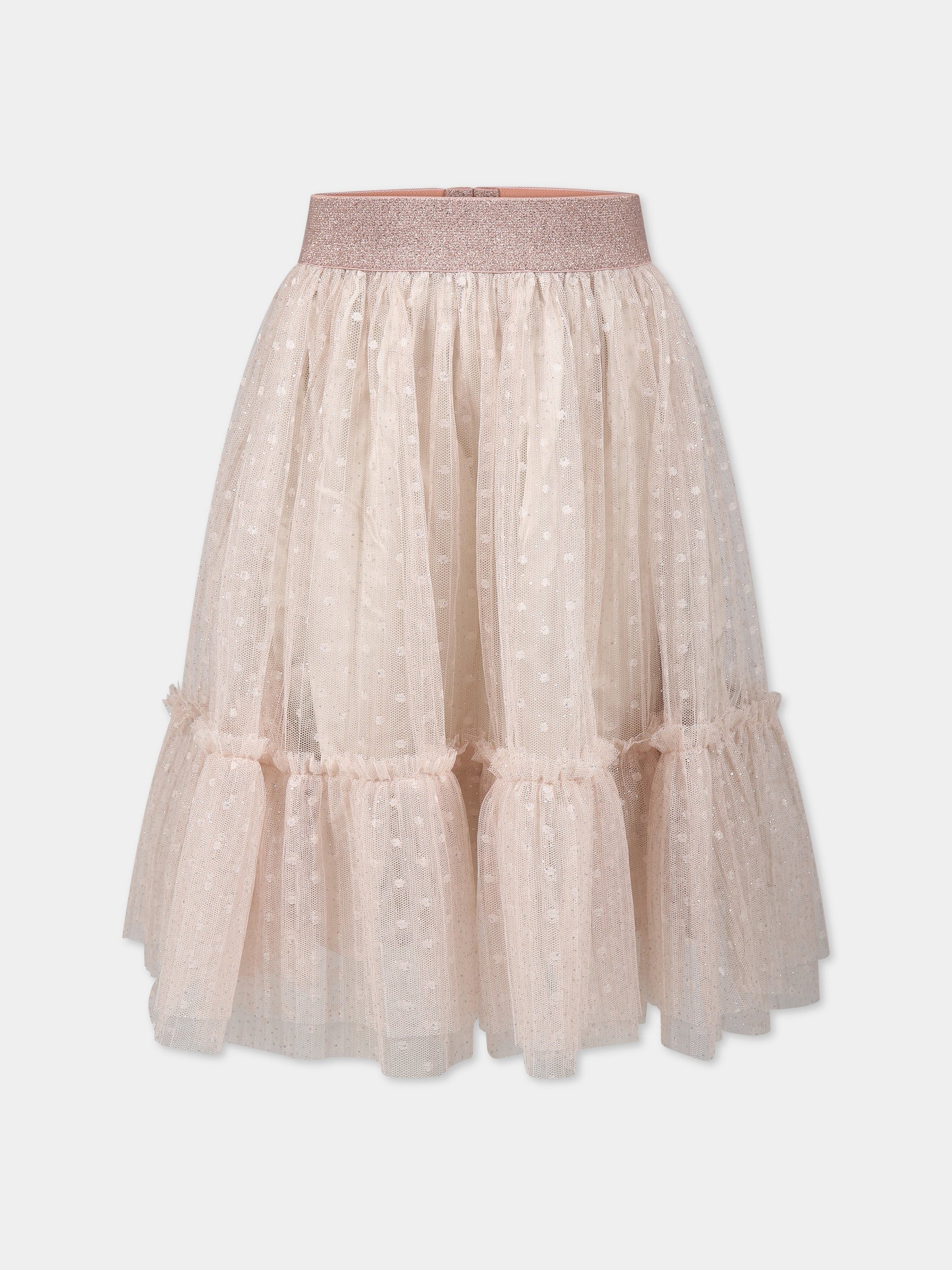 Gonna rosa per bambina con ricami e strass,Caffe' D'orzo,ZS7A34 T0045 504