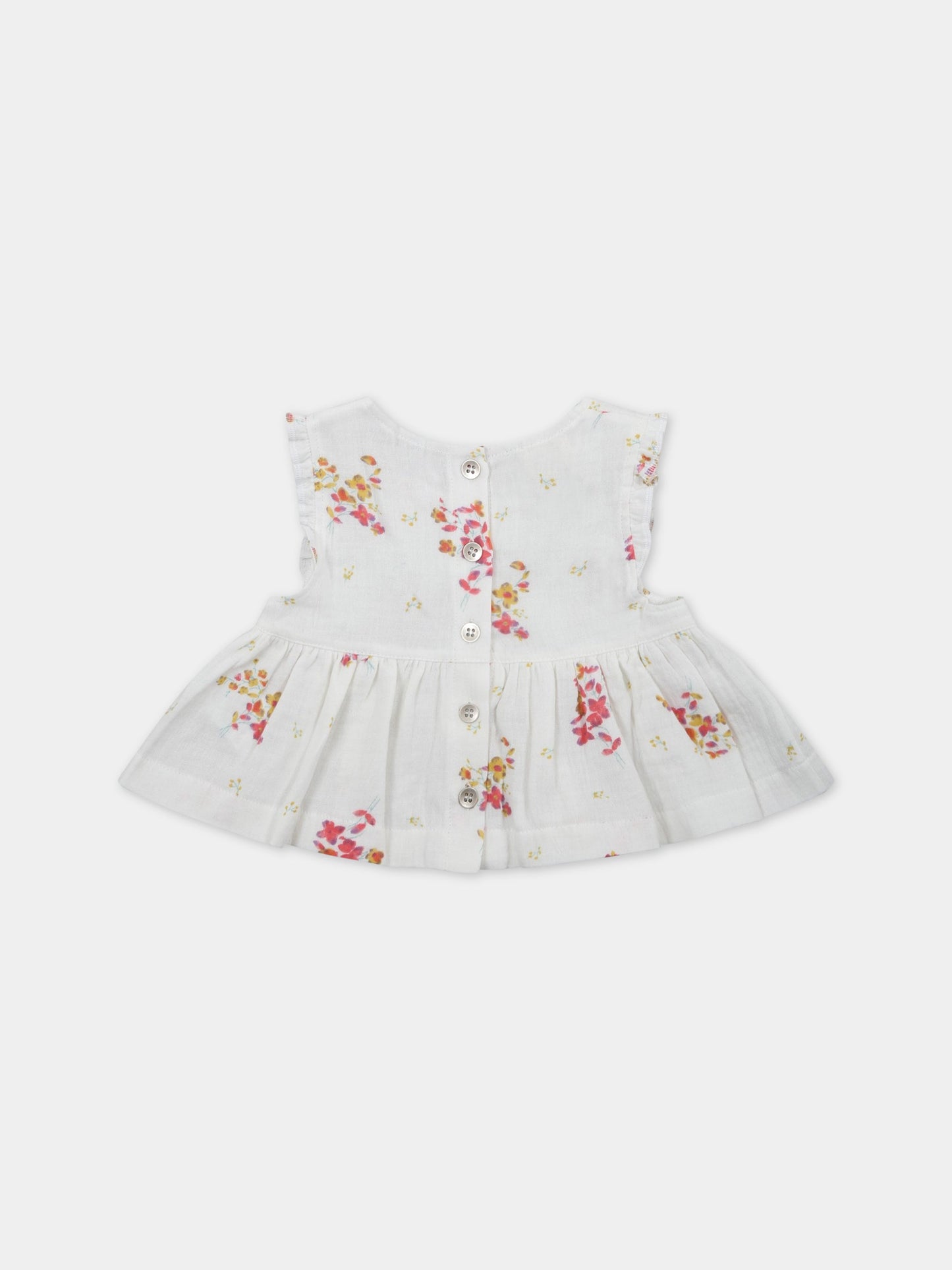 Camicia bianca per bambina con fiori,Caffe' D'orzo,ZS5002 K0128 101RS