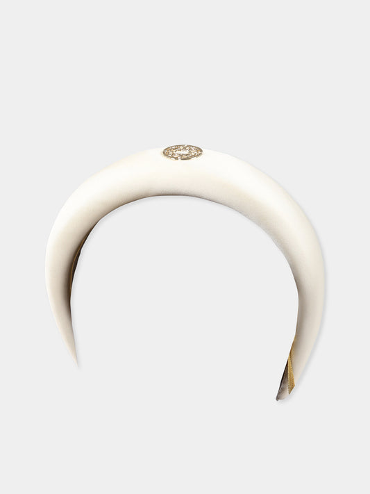 Cerchietto avorio per bambina con logo,Elie Saab,LS0A04 S0004 101