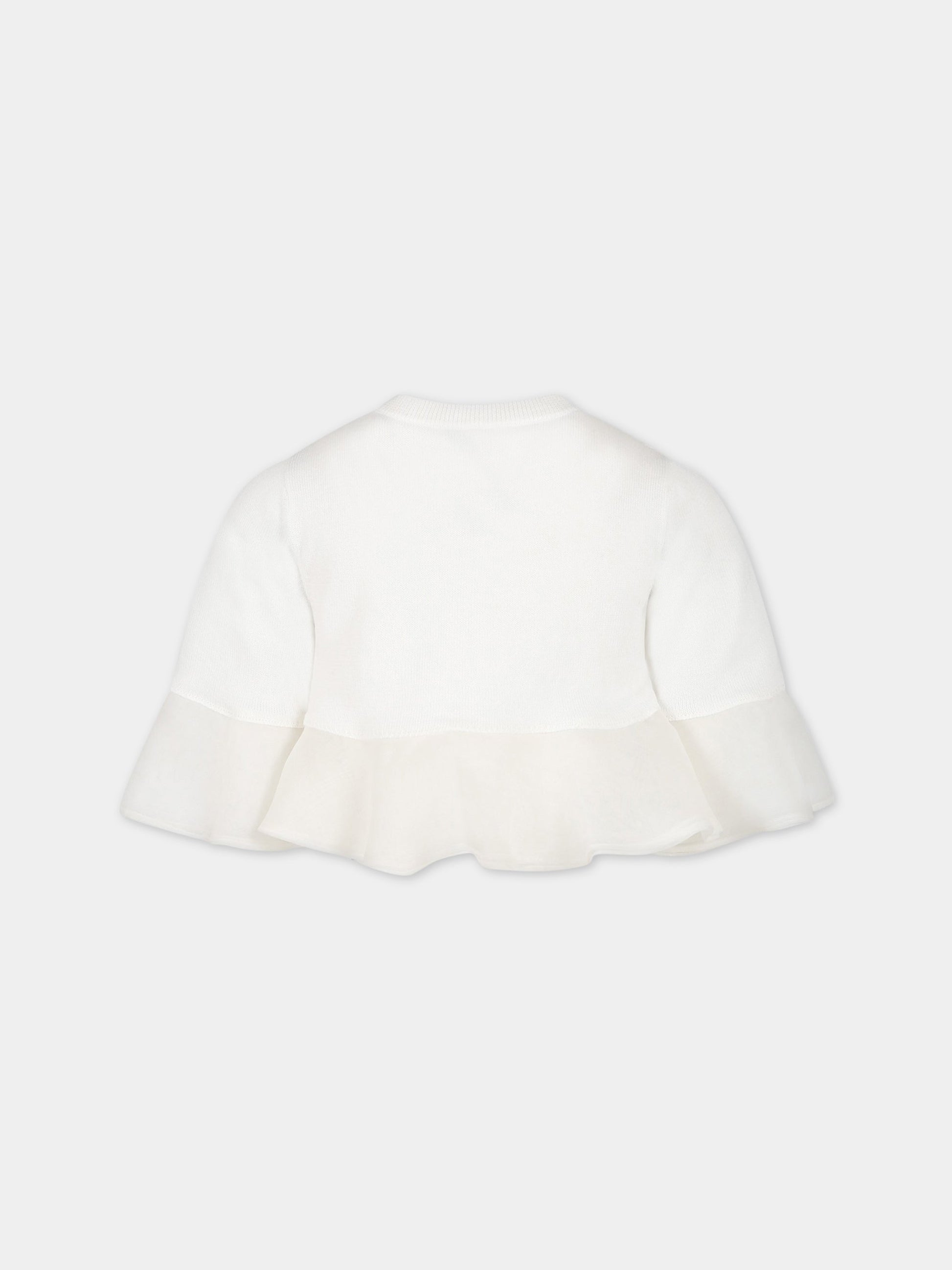 Cardigan bianco per bambina,Elie Saab,LS9A00 X0019 101