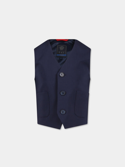 Panciotto blu per bambino con logo,Fay Kids,FS2Q02 I0142 621