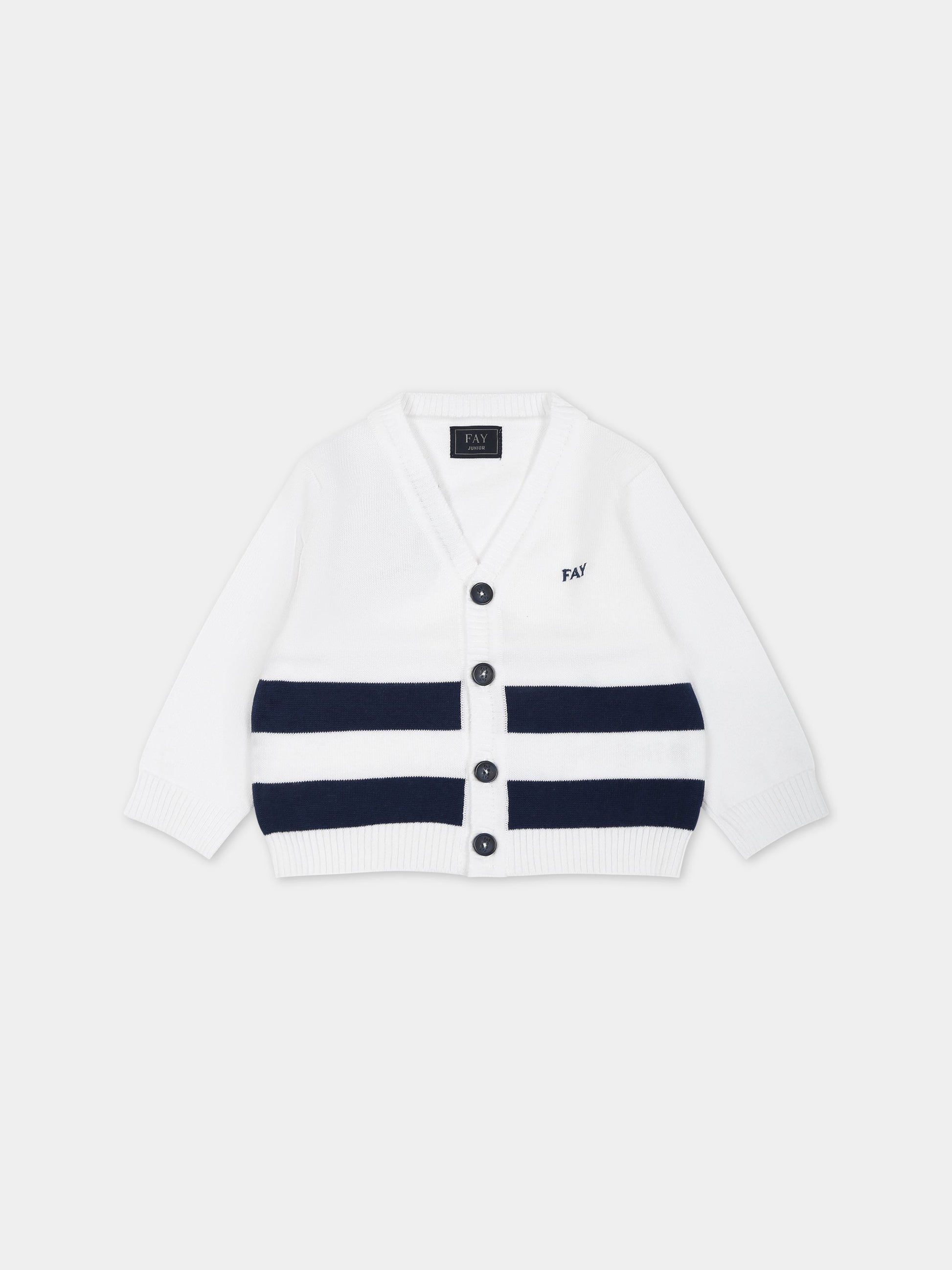 Cardigan bianco per neonato con logo,Fay Kids,FS9500 X0003 100BL