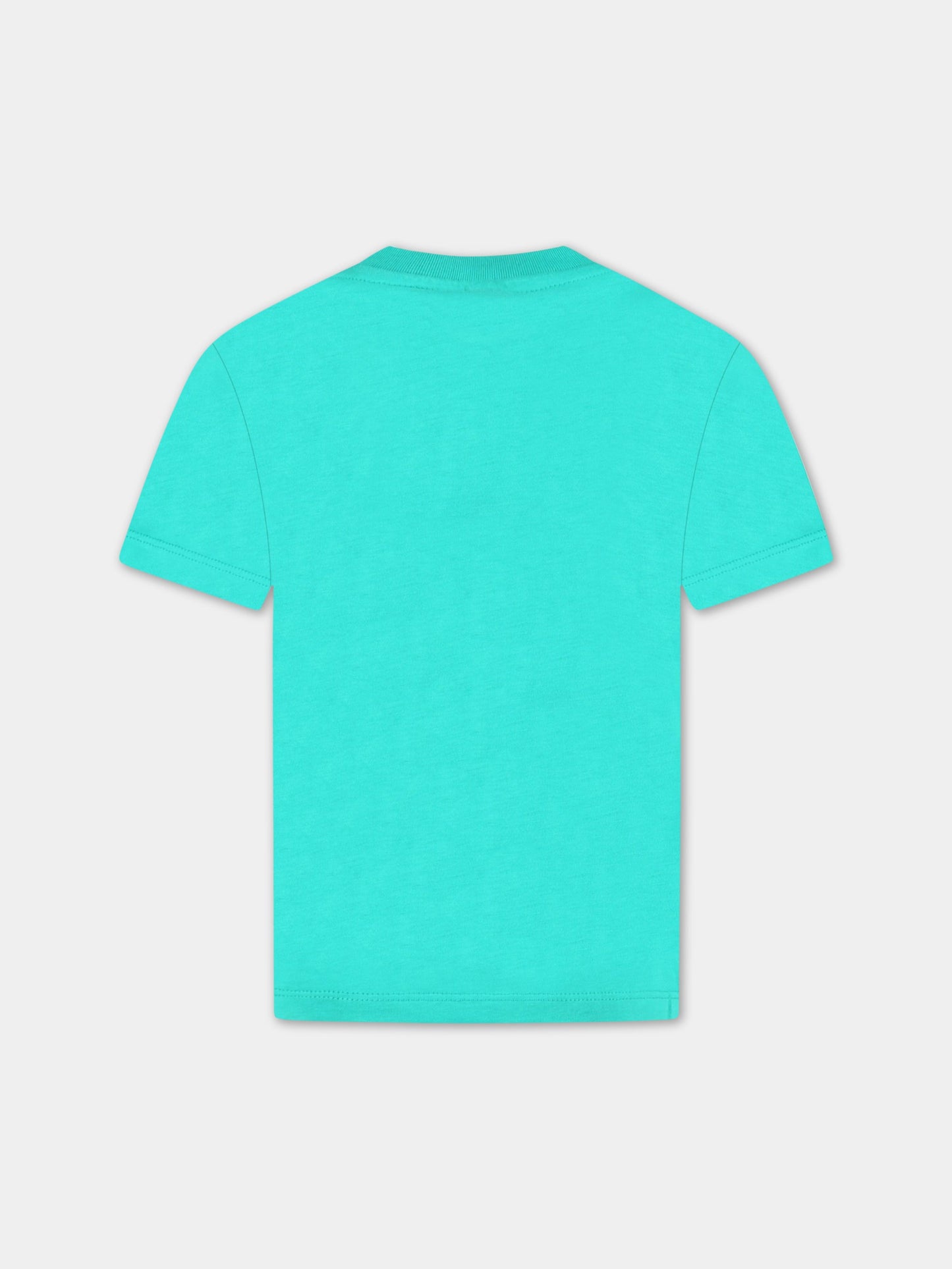T-shirt verde per bambina con fiore e logo,Stella Mccartney Kids,TS8B01 Z0434  716