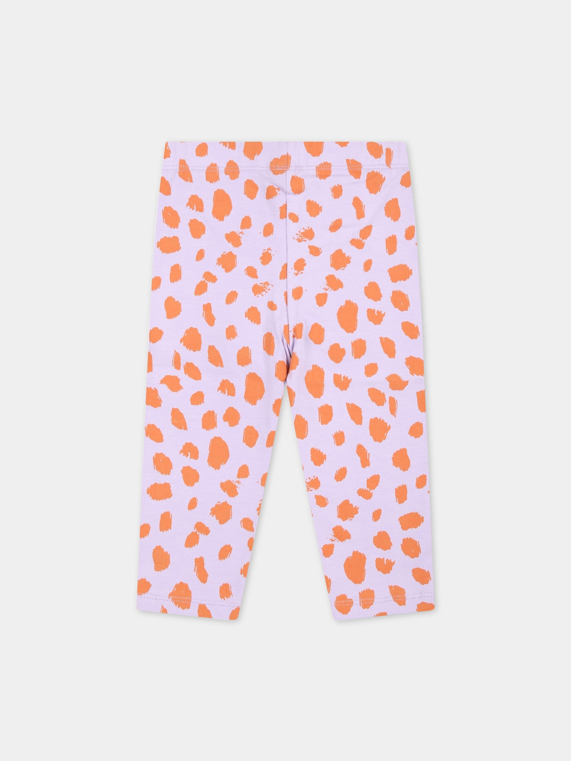 Leggings viola per neonata con stampa animalier,Stella Mccartney Kids,TS6200 Z1216 517AR