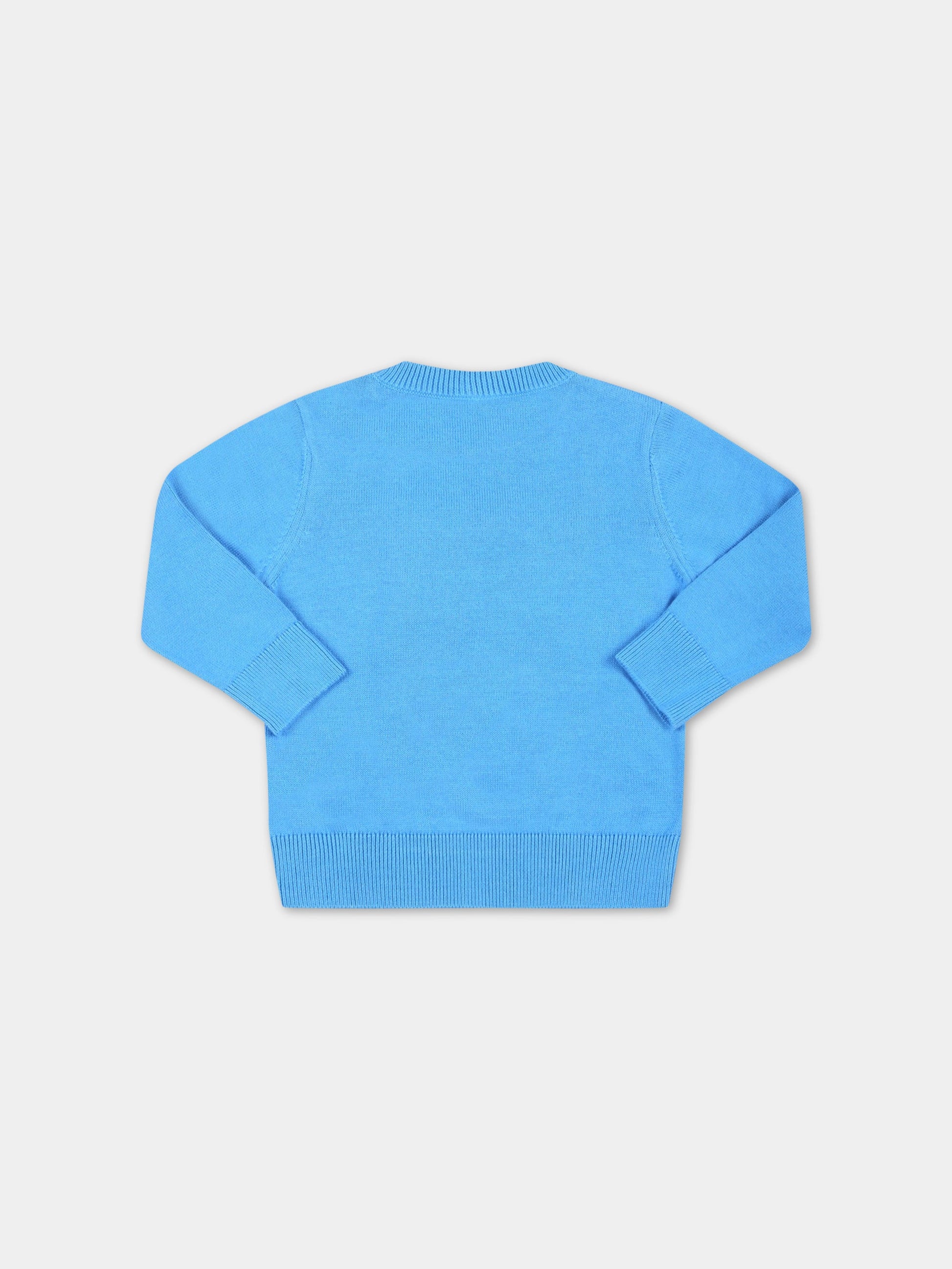 Maglione azzurro per neonato con gorilla,Stella Mccartney Kids,TS9500 Z1144 610