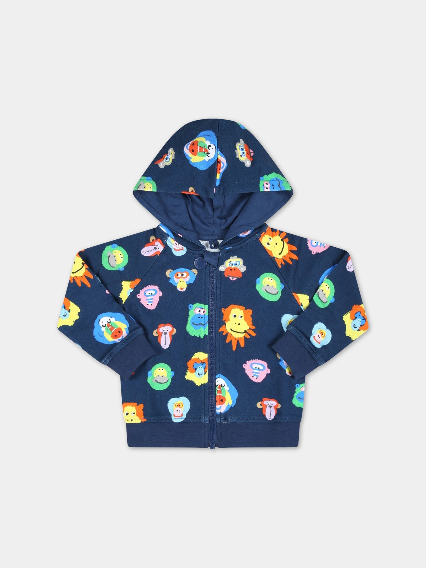 Felpa blu per neonato con animali colorati,Stella Mccartney Kids,TS4630 Z1077 620MC