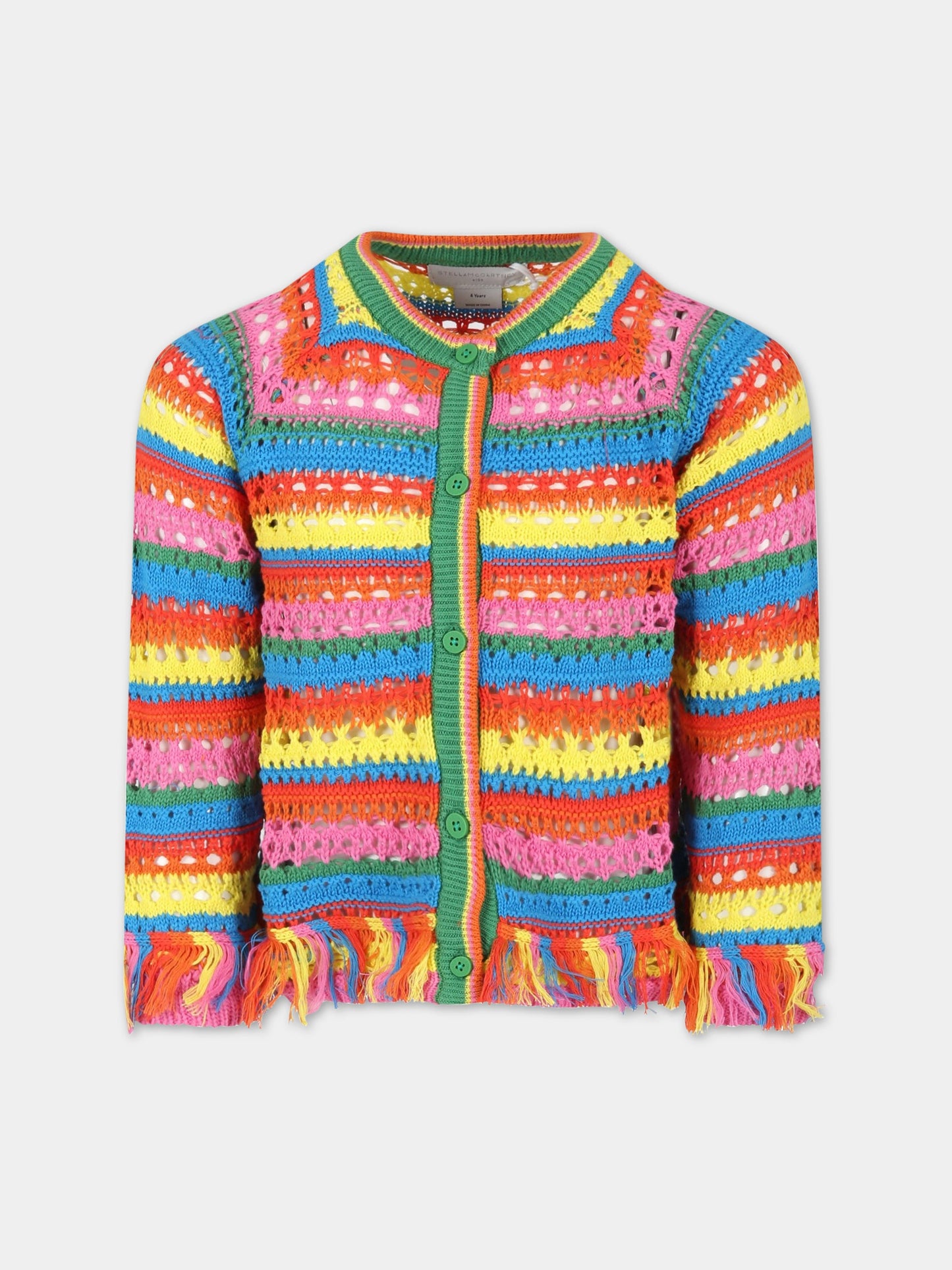 Cardigan multicolor per bambina con frange,Stella Mccartney Kids,TS9A70 Z1146 999