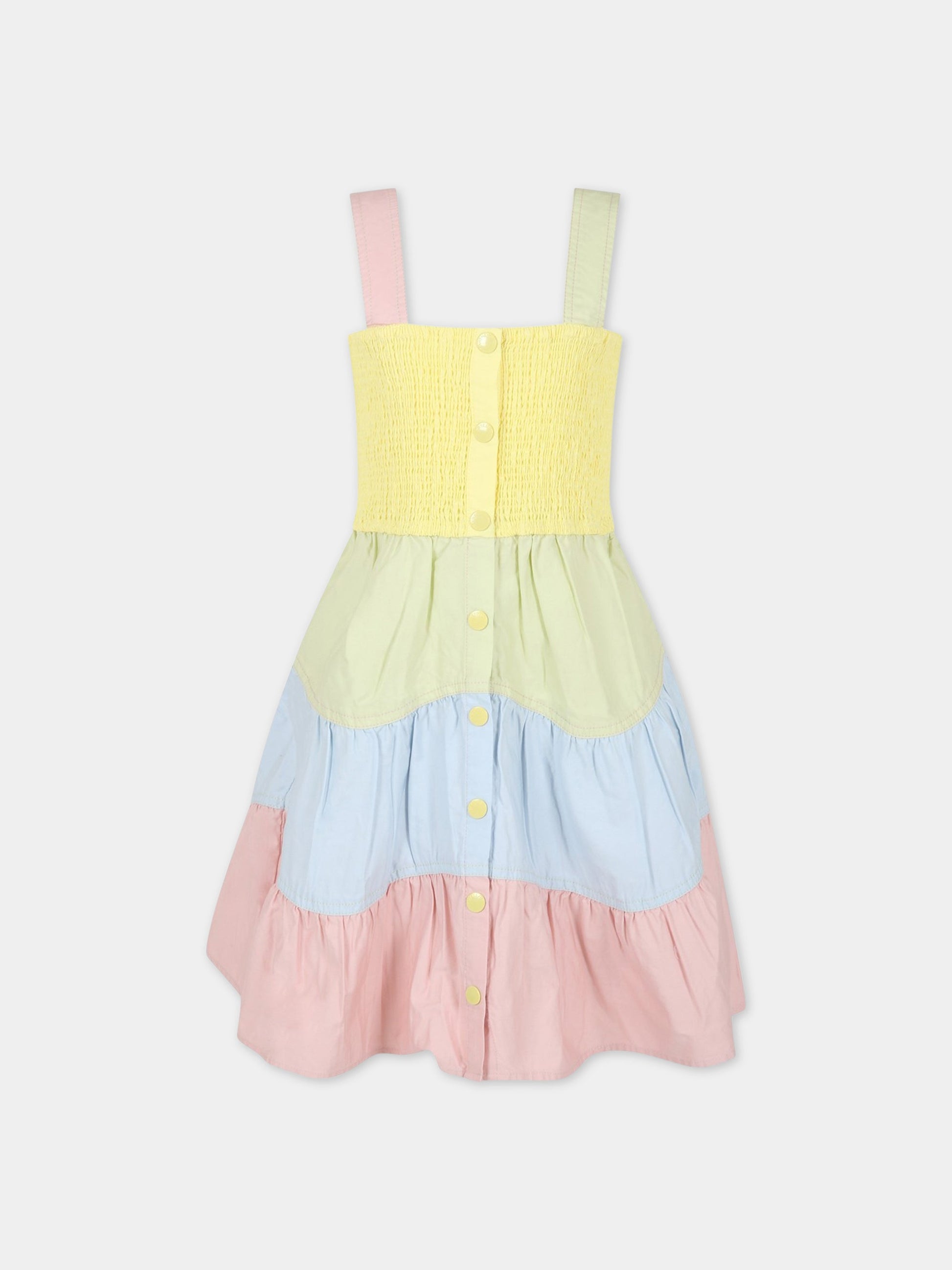 Vestito multicolor per bambina con balze,Stella Mccartney Kids,TS1B62 Z1108 999