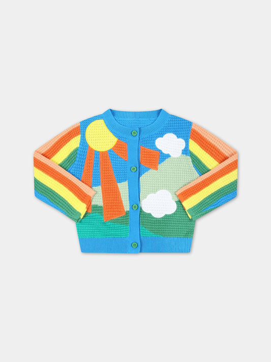 Cardigan multicolor per neonata con sole e nuvola,Stella Mccartney Kids,TS9060 Z1146 999