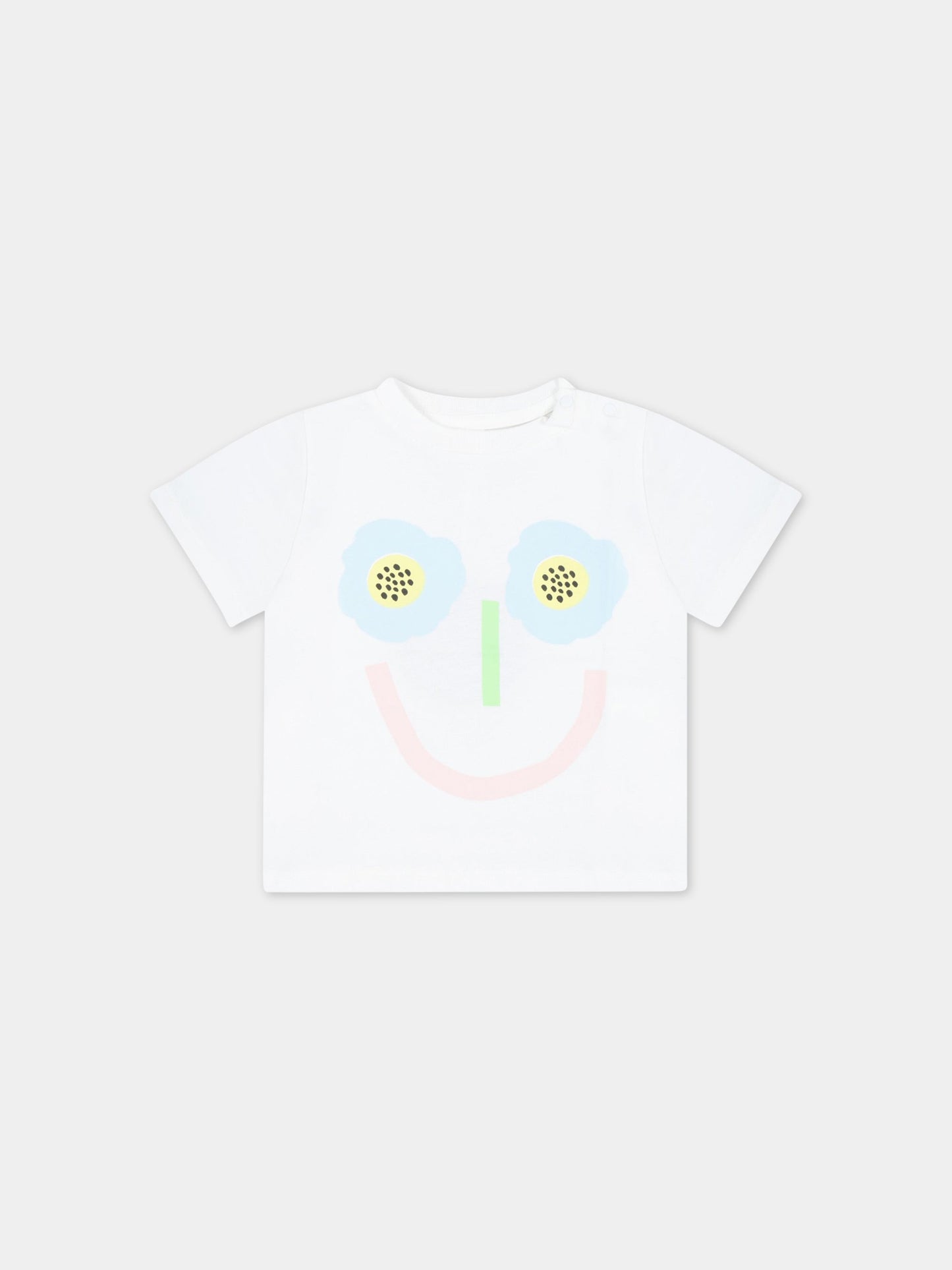 T-shirt bianca per neonata con smile,Stella Mccartney Kids,TS8061 Z0434 101