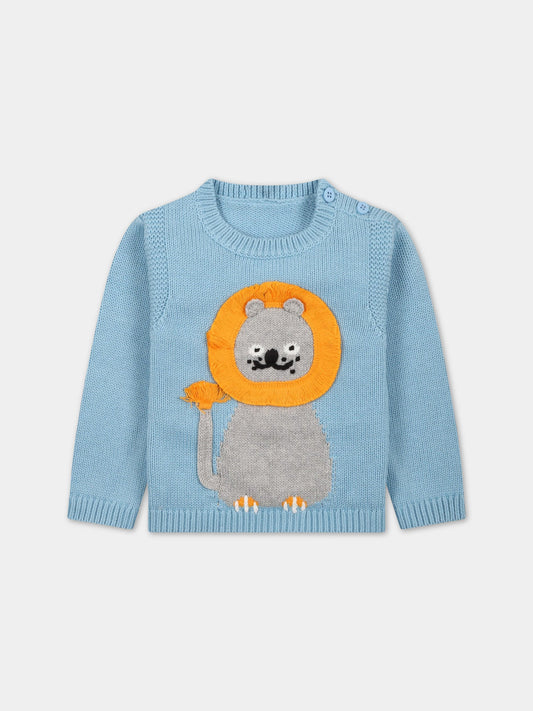 Maglione celeste per neonato con leone,Stella Mccartney Kids,TS9510 Z1144 606