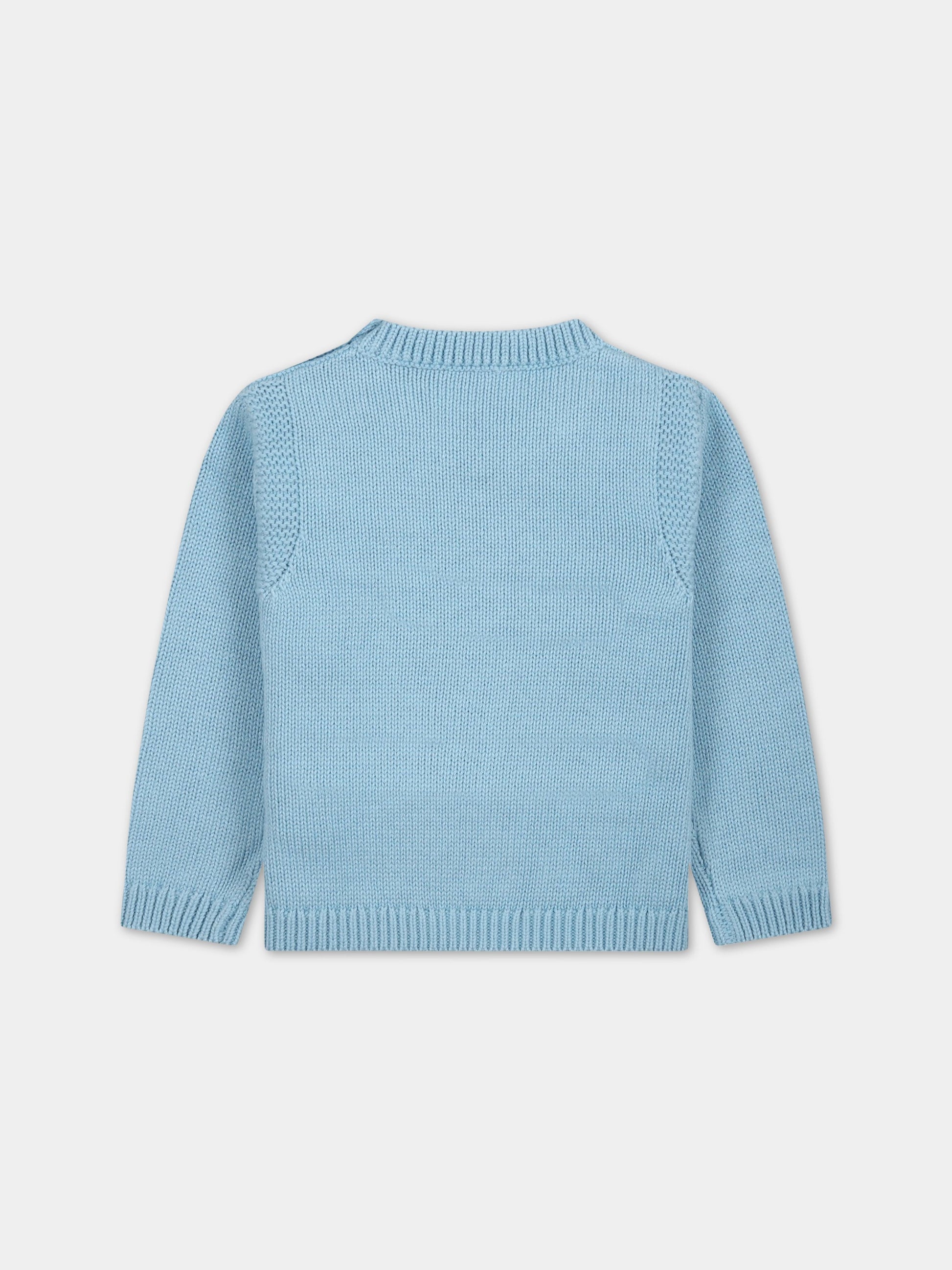 Maglione celeste per neonato con leone,Stella Mccartney Kids,TS9510 Z1144 606