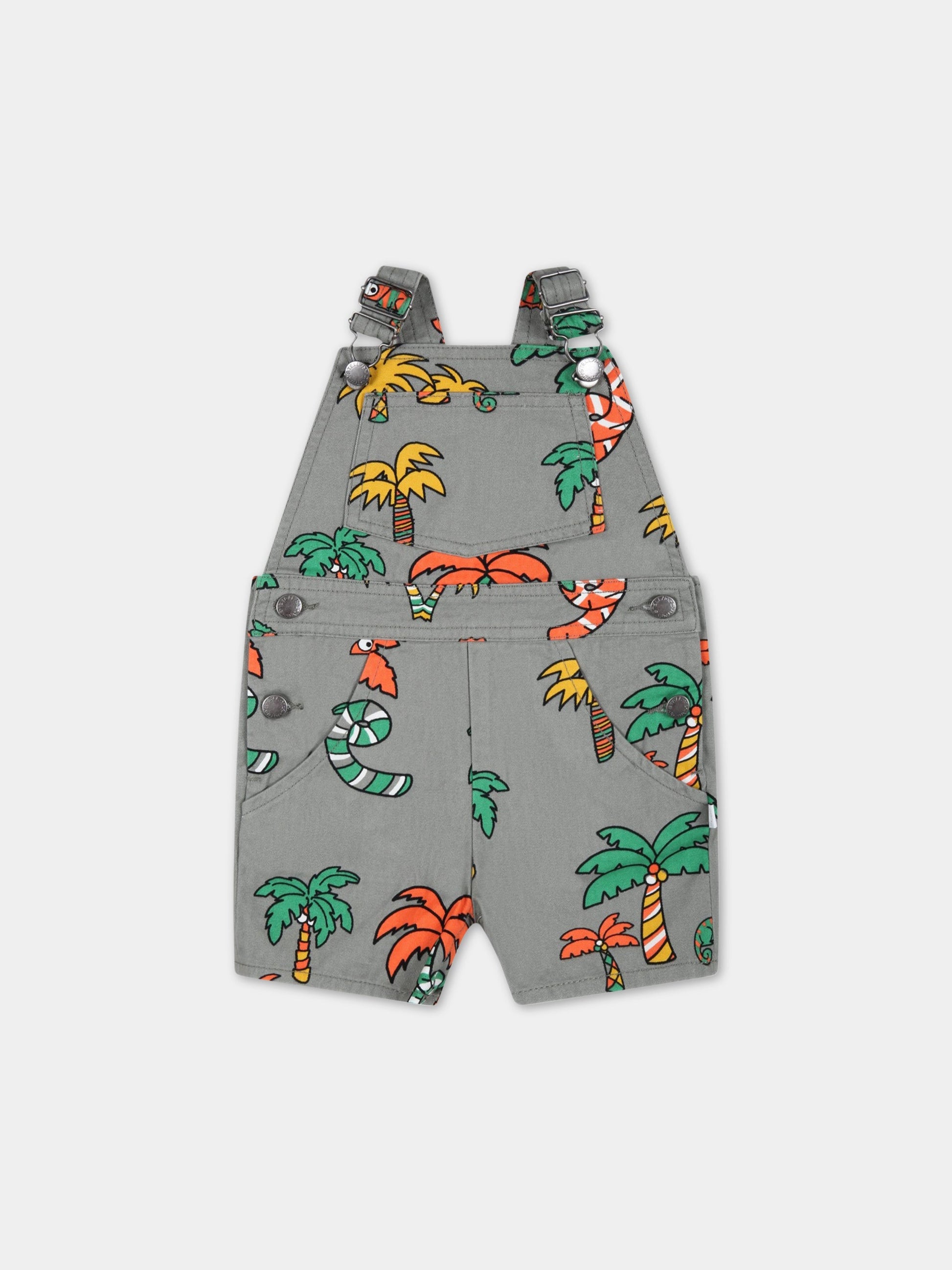 Salopette verde per neonato con palme e camaleonti,Stella Mccartney Kids,TSA562 Z0977 718MC