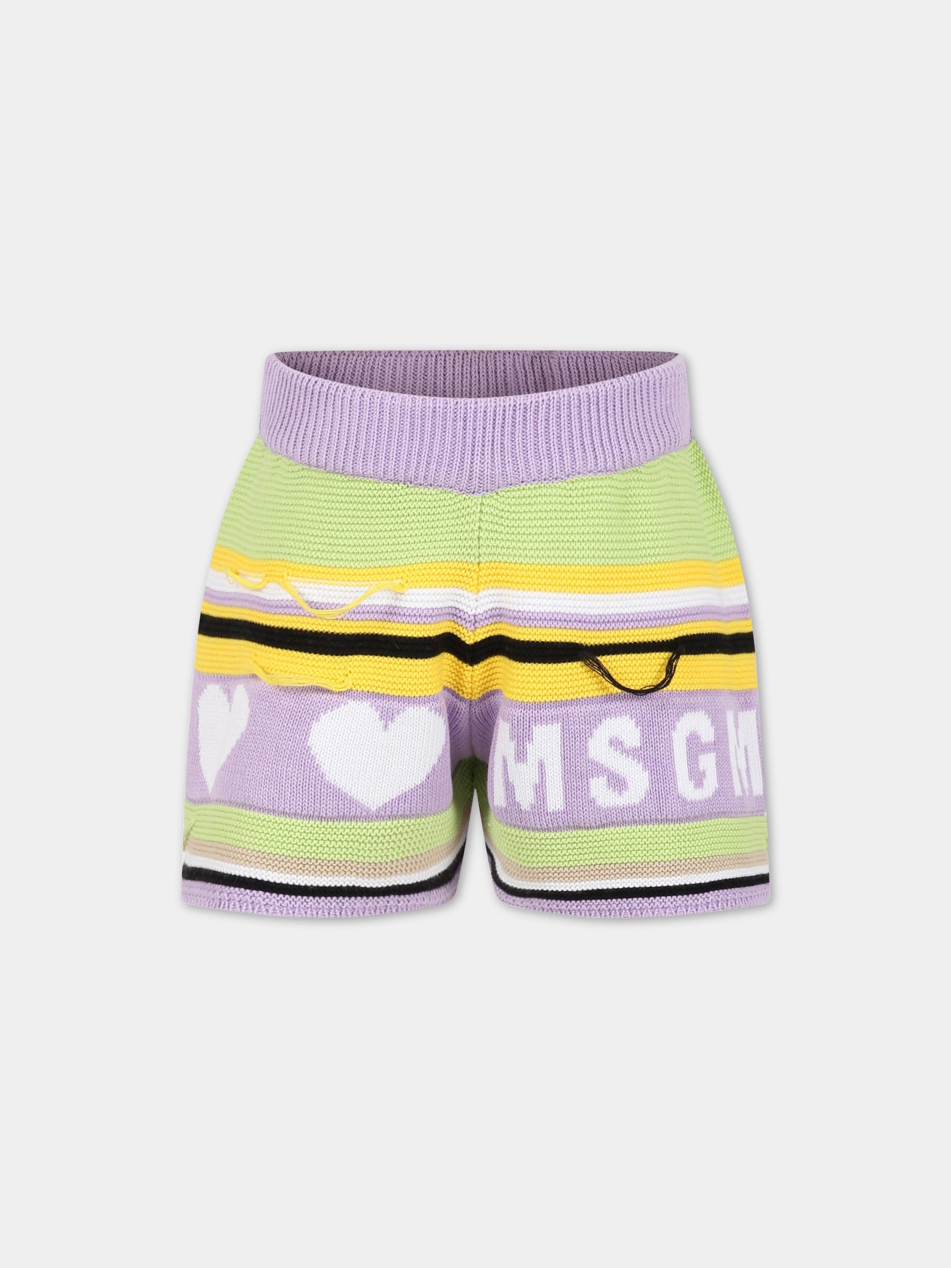 Shorts casual viola per bambina,Msgm Kids,MS029434 071