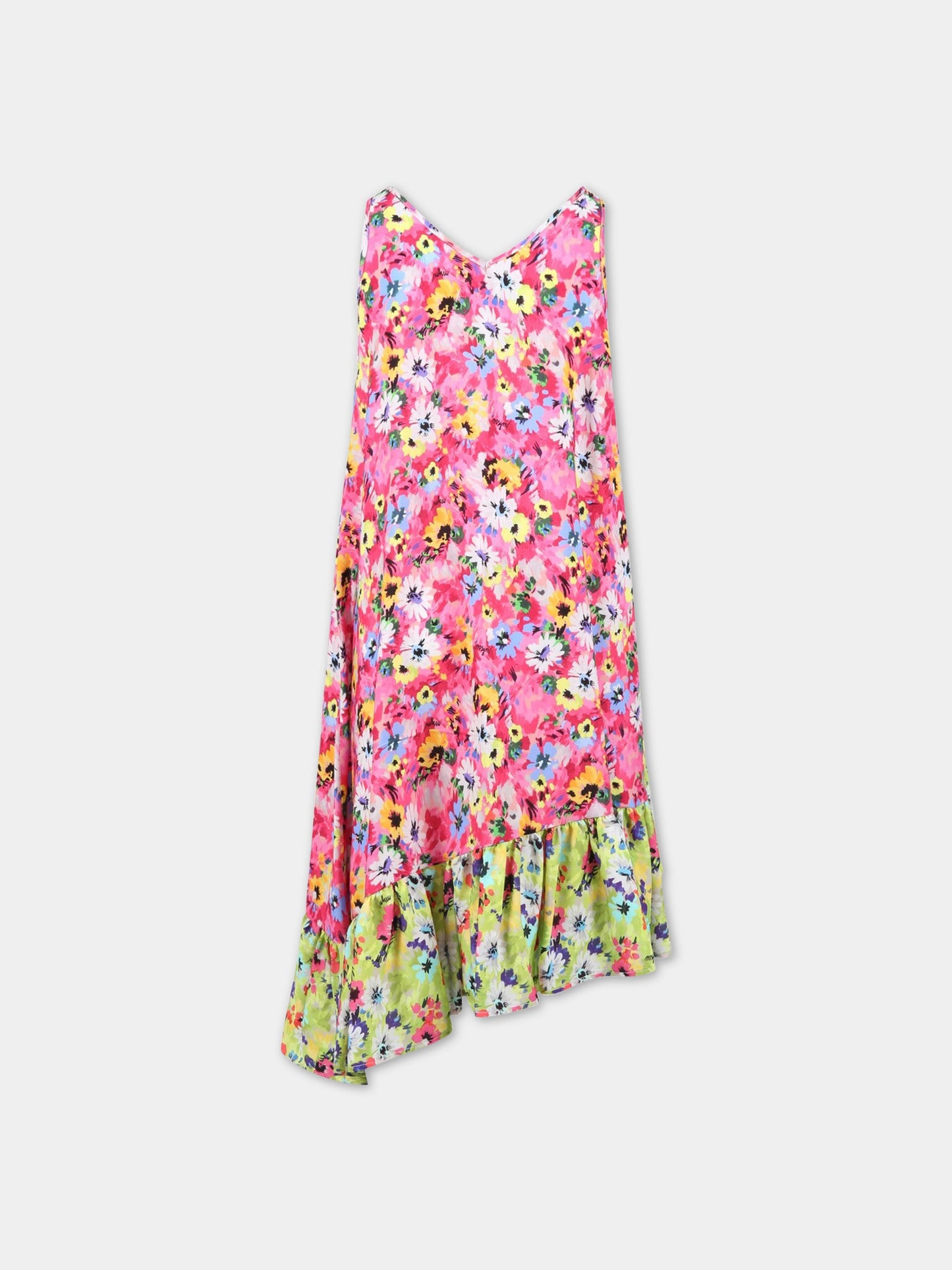 Vestito multicolor per bambina con stampa floreale,Msgm Kids,MS029425 044