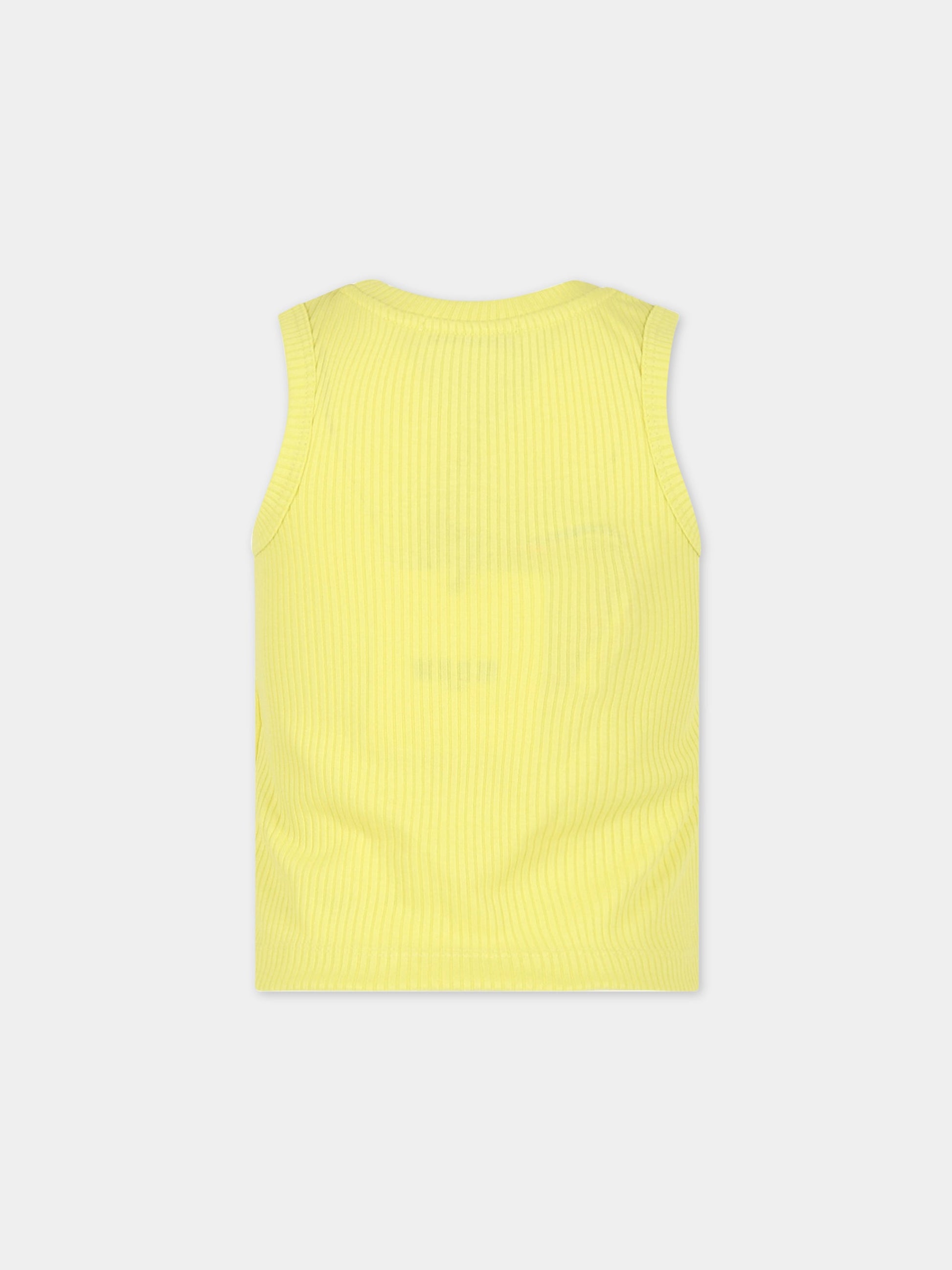 Canotta gialla per bambina con logo rosa,Msgm Kids,MS029483 020