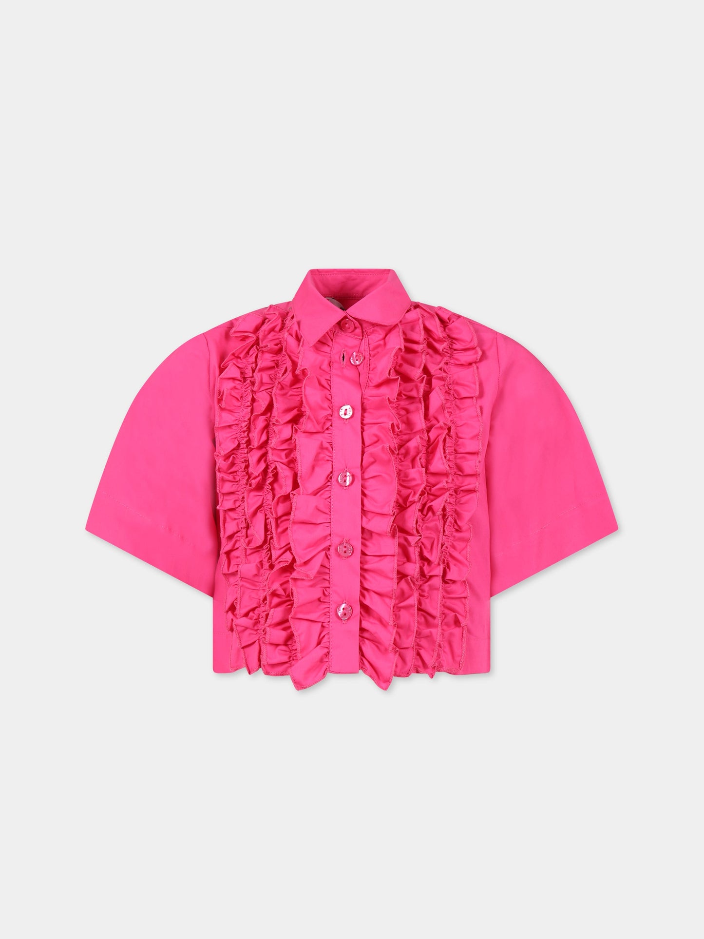 Camicia fucsia per bambina con logo nero,Msgm Kids,MS029416 044