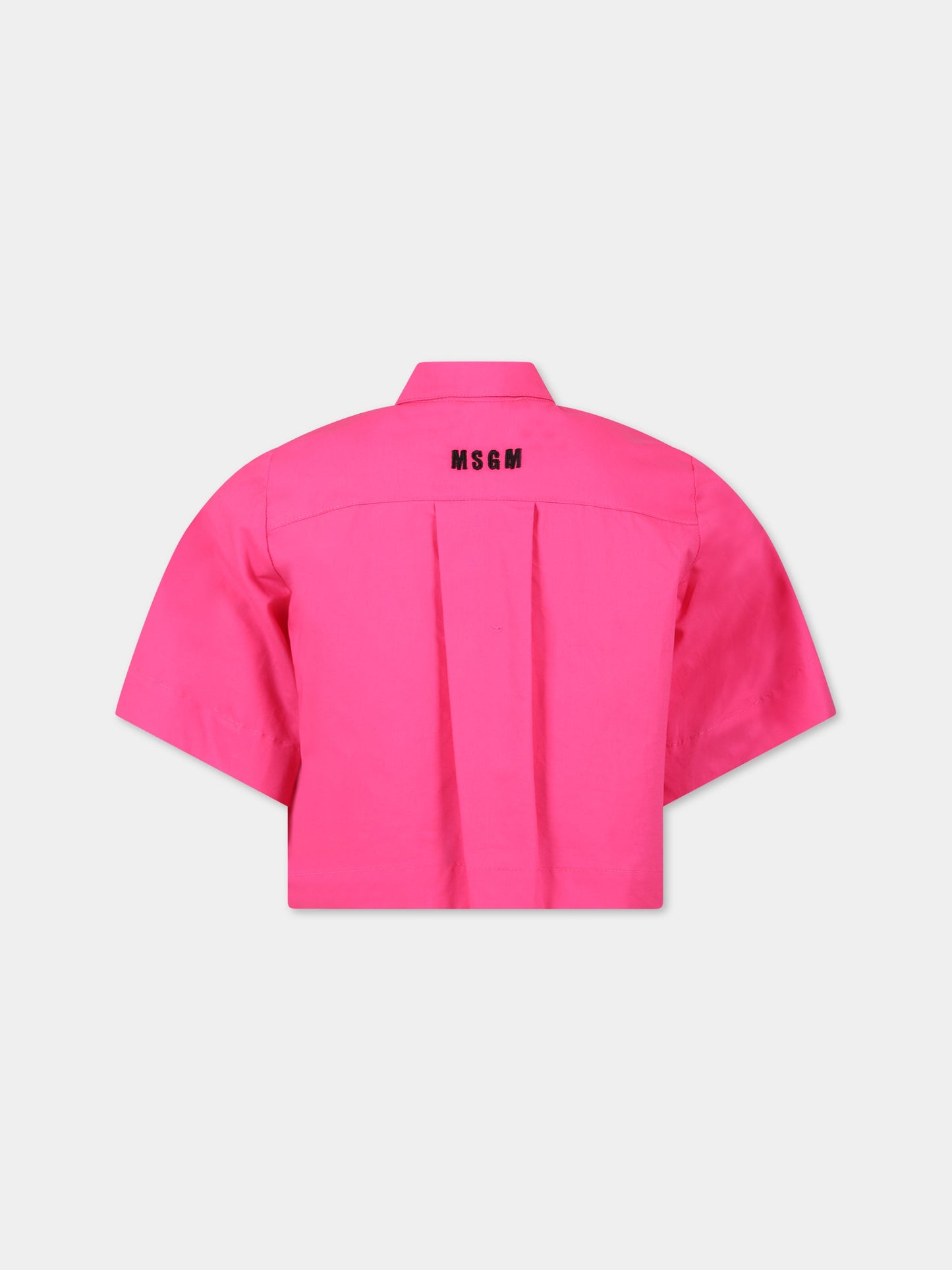 Camicia fucsia per bambina con logo nero,Msgm Kids,MS029416 044