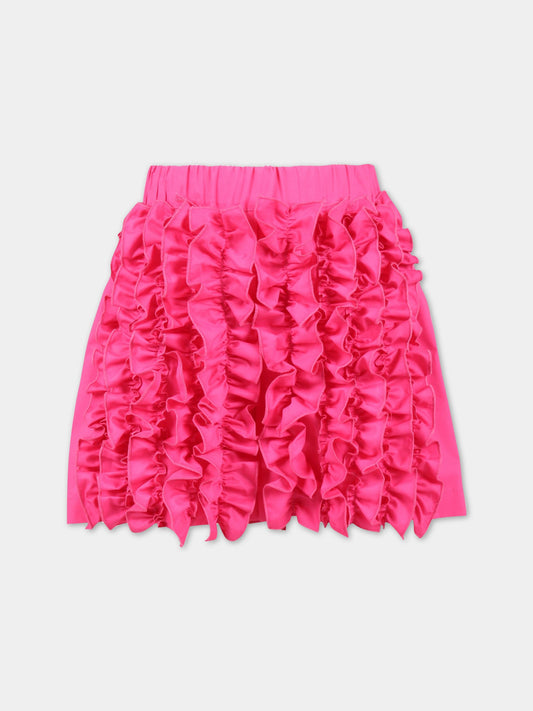 Shorts fucsia per bambina con logo nero,Msgm Kids,MS029457 044