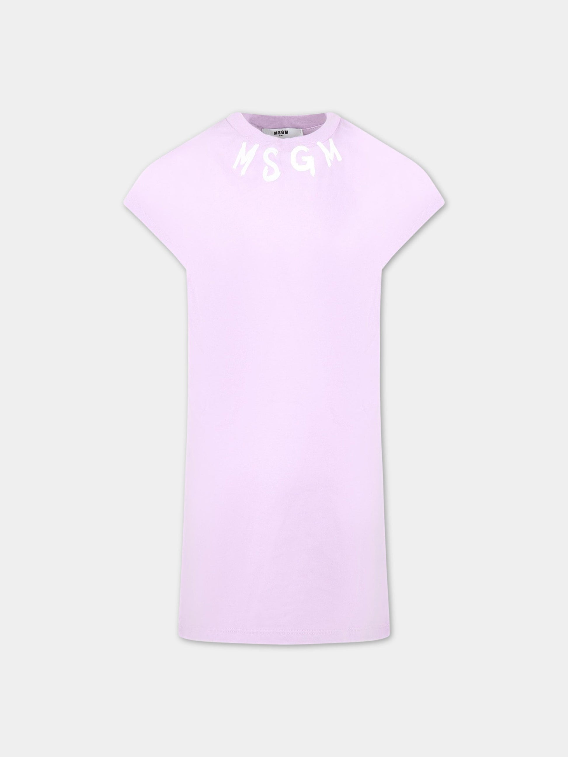 Vestito viola per bambina con logo bianco,Msgm Kids,MS029340 071