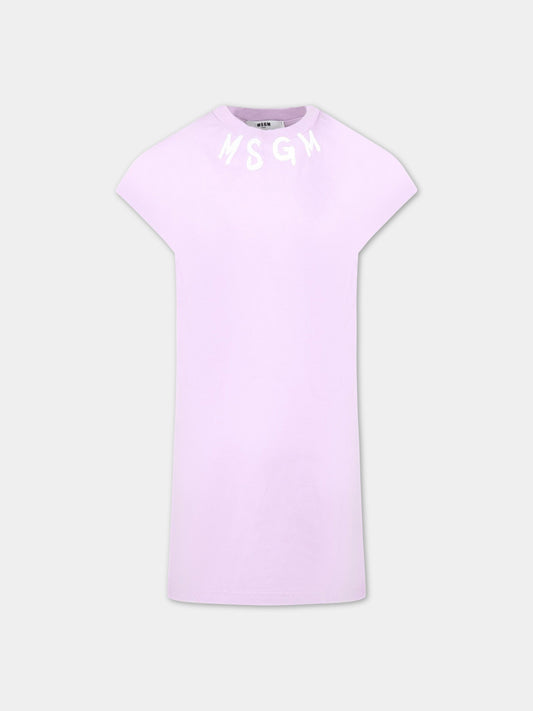 Vestito viola per bambina con logo bianco,Msgm Kids,MS029340 071