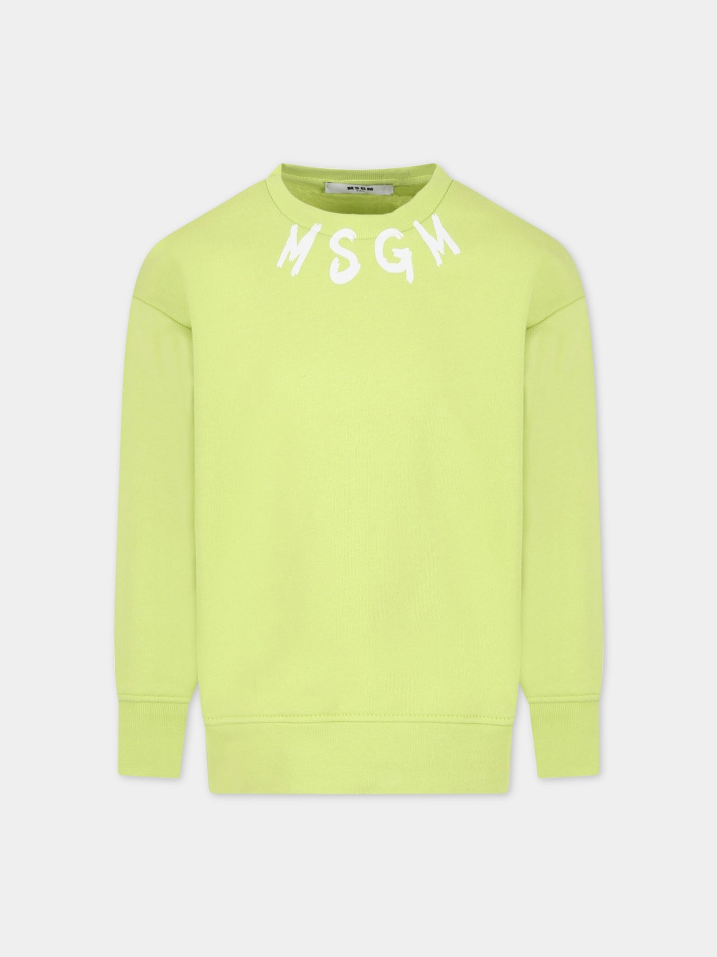 Felpa verde per bambino con logo bianco,Msgm Kids,MS029323 086