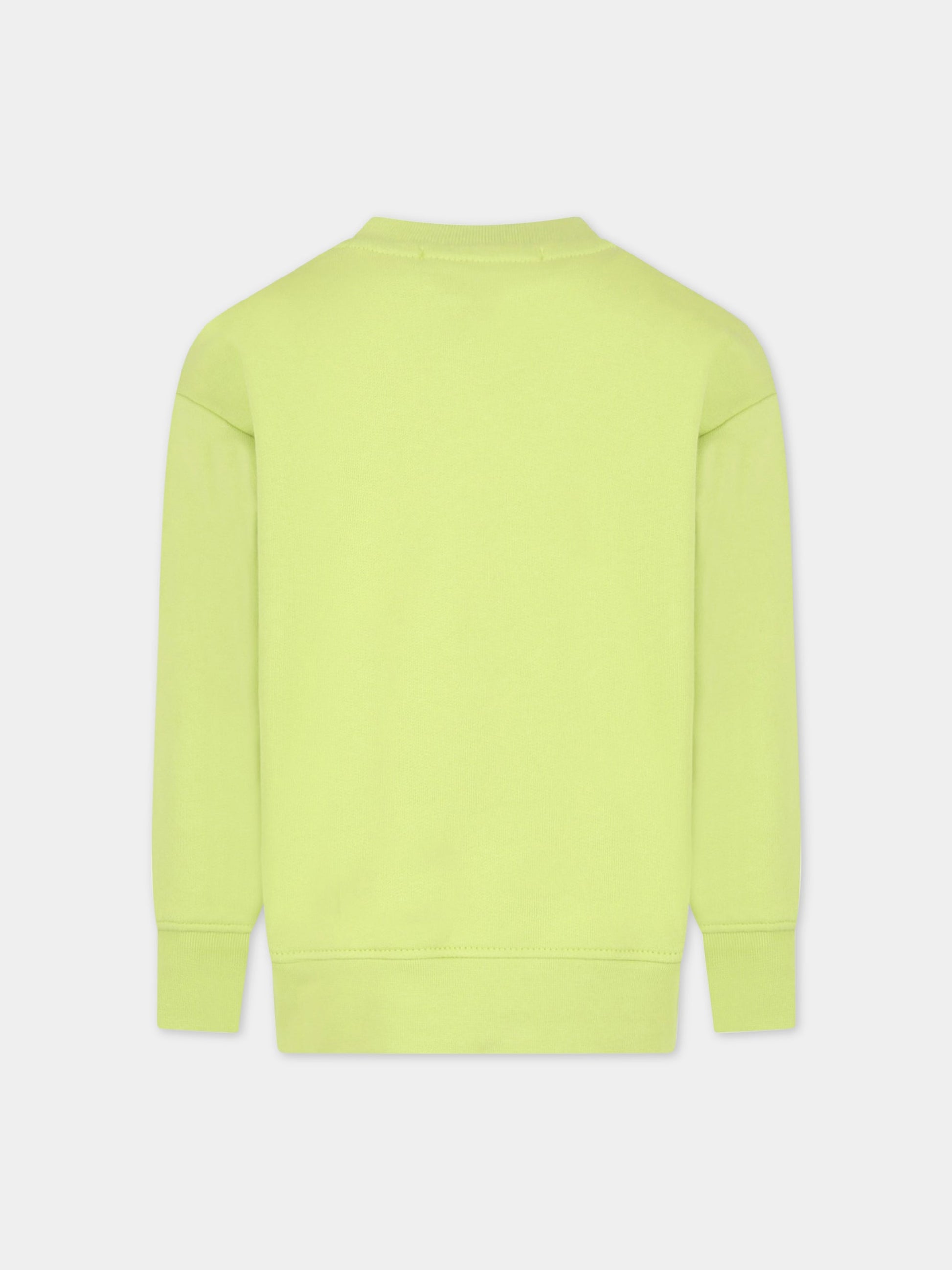 Felpa verde per bambino con logo bianco,Msgm Kids,MS029323 086