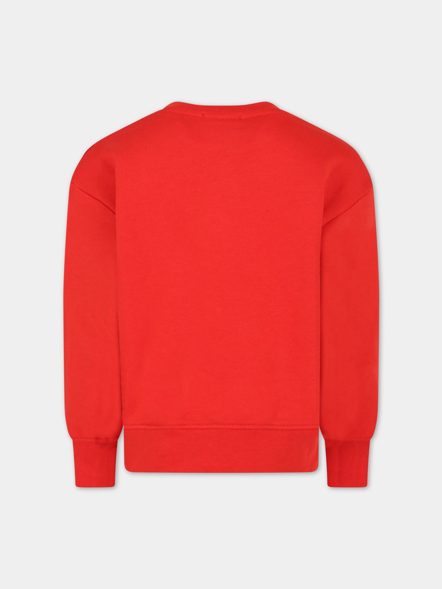 Felpa rossa per bambino con logo bianco,Msgm Kids,MS029323 040