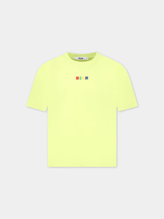 T-shirt verde per bambini con logo multicolor,Msgm Kids,MS029319 086