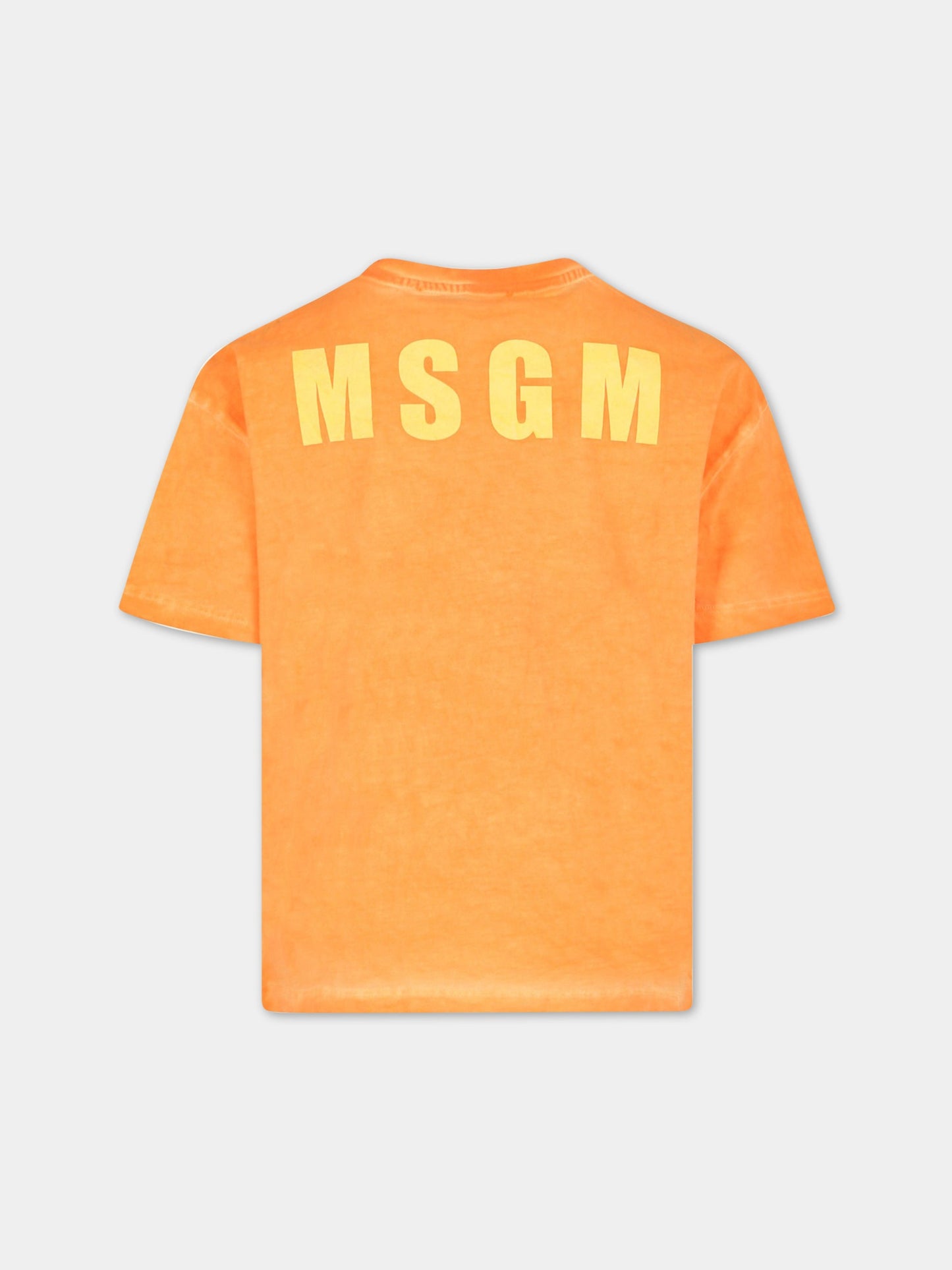 T-shirt arancione per bambino con logo bianco,Msgm Kids,MS029551 030