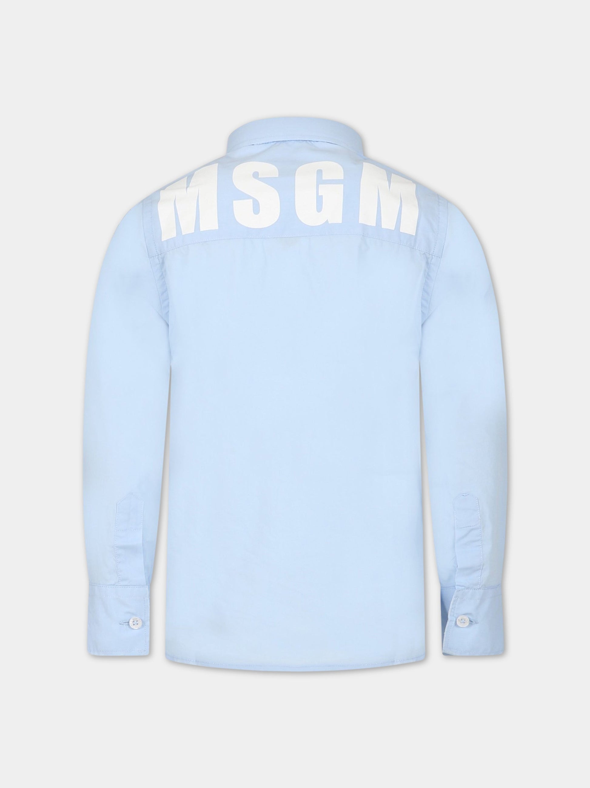 Camicia celeste per bambino con logo,Msgm Kids,MS029557 050
