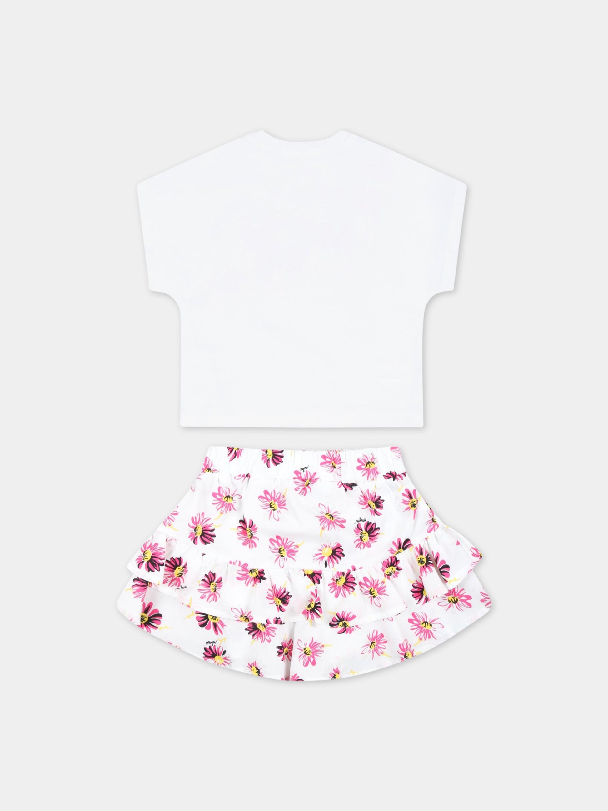 Completo bianco per neonata con logo fucsia,Msgm Kids,MS029387 001