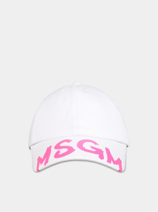 Cappello bianco per bambina con logo,Msgm Kids,MS029389 001