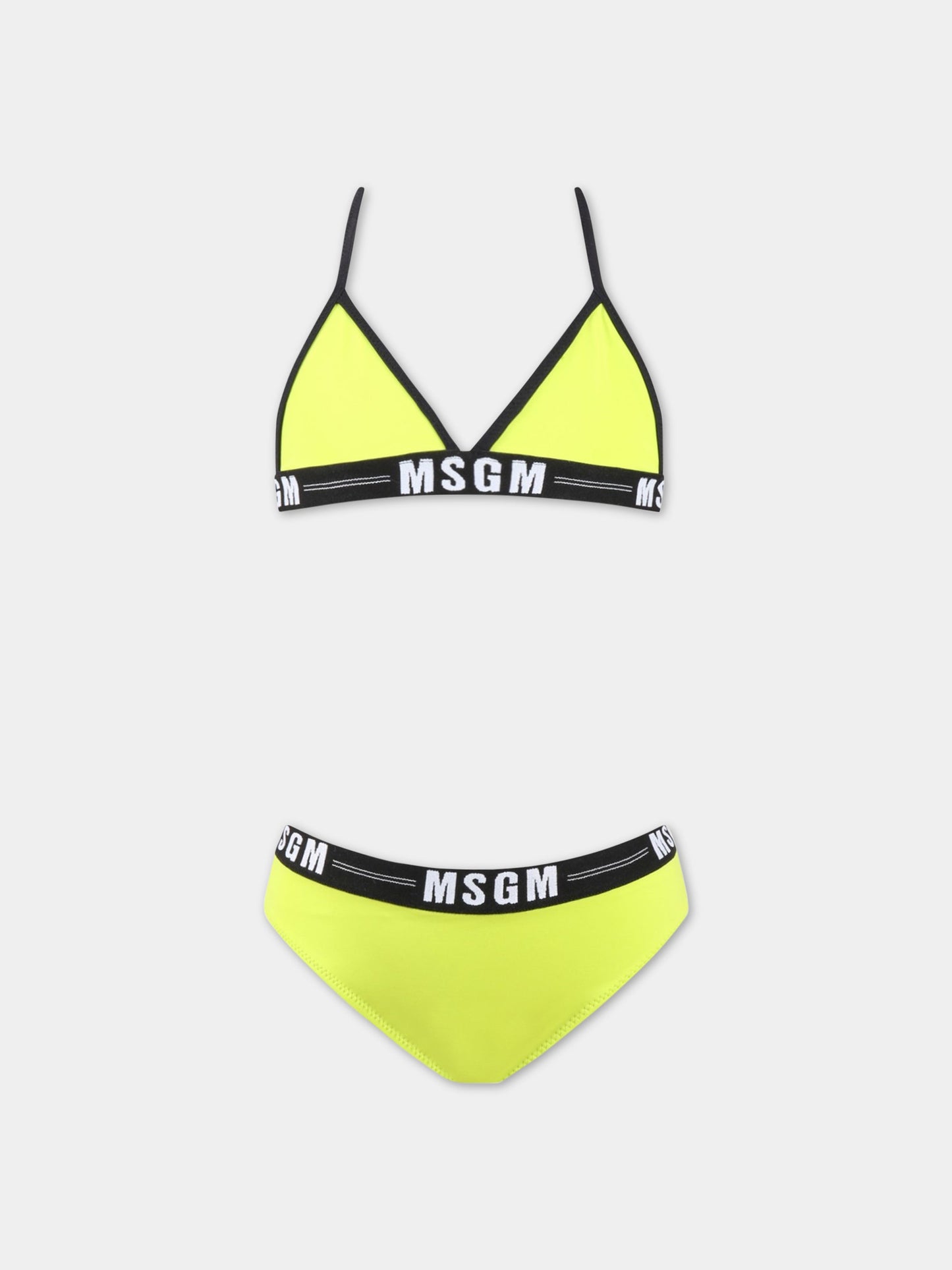 Bikini verde per bambina con logo bianco,Msgm Kids,MS029344 086