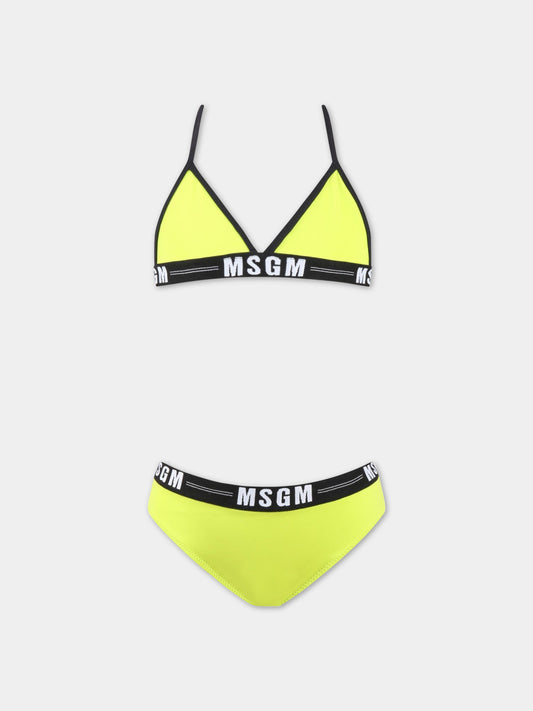 Bikini verde per bambina con logo bianco,Msgm Kids,MS029344 086