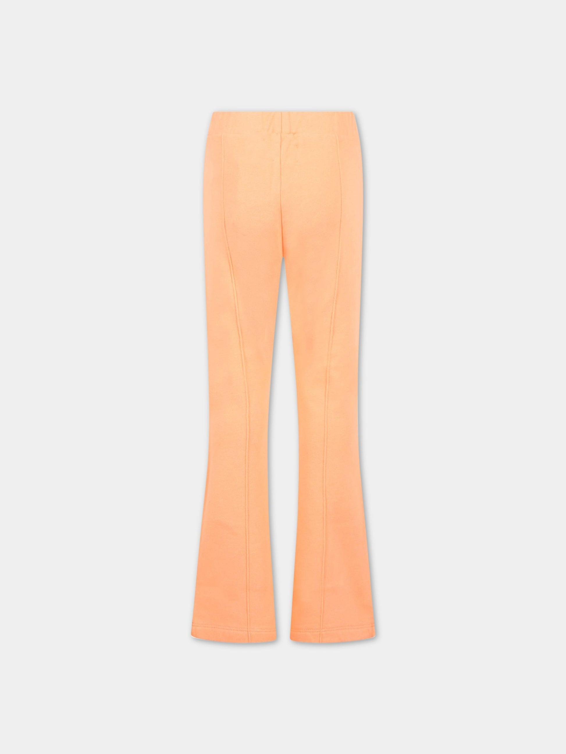 Pantaloni arancioni da tuta per bambina con logo bianco,Off White,OGCH005S23FLE0012101